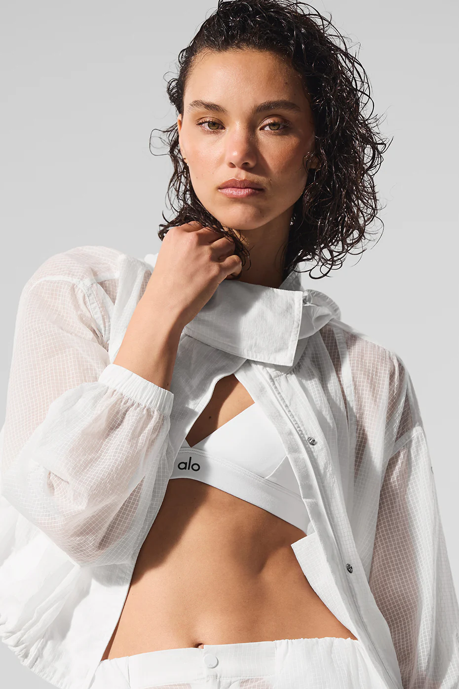 Cropped Game Time Full Zip Jacket - White