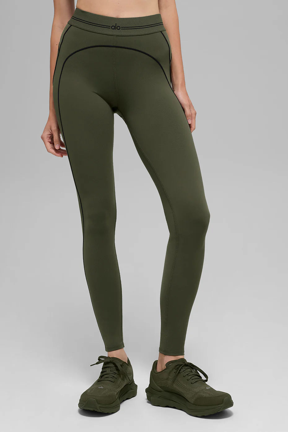 Airbrush High-Waist Heart Throb Legging - Green Olive/Black