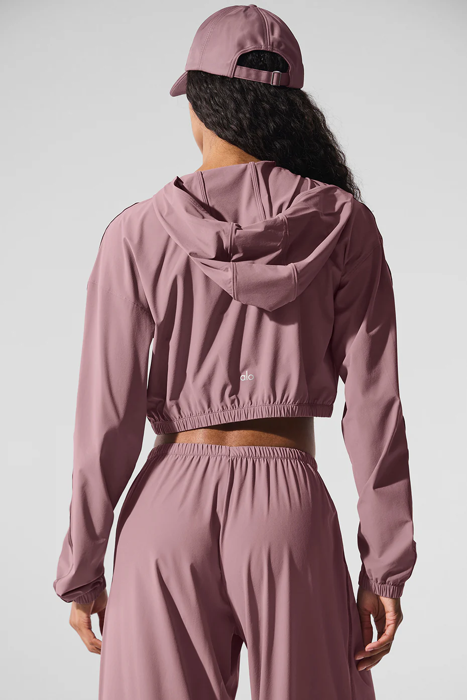 Cropped Breezy Full-Zip Hoodie - Smoky Quartz