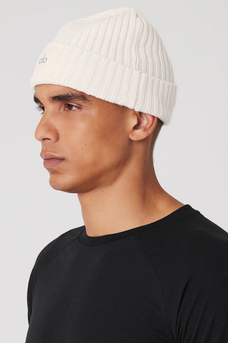 Cashmere Blend Rib Beanie - Ivory