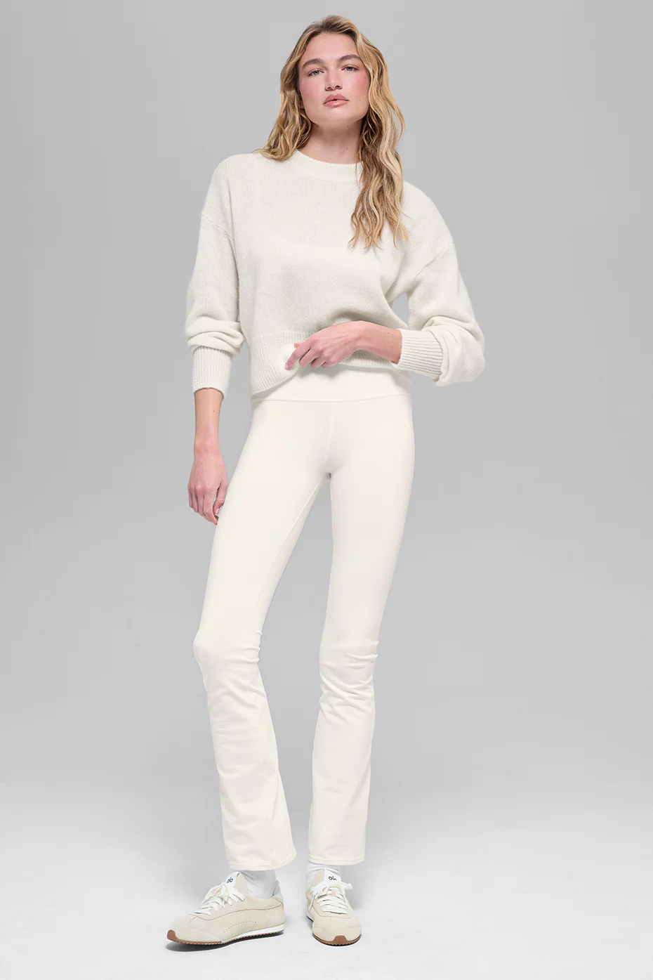 Wool Cashmere Cropped New Class Crewneck Sweater - Ivory