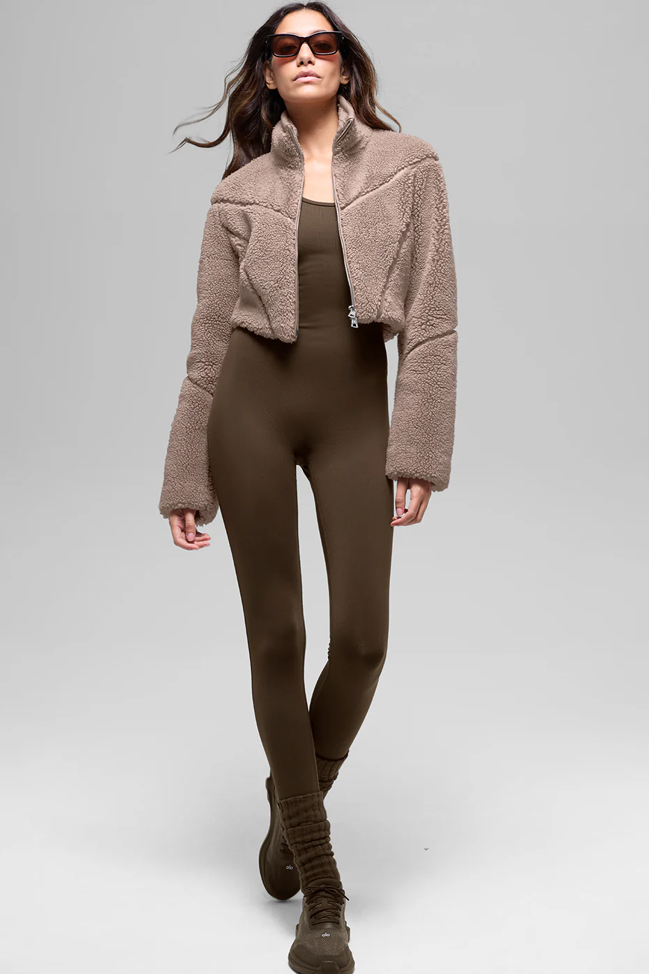 Sherpa Cropped Slope Side Jacket - Chai Latte