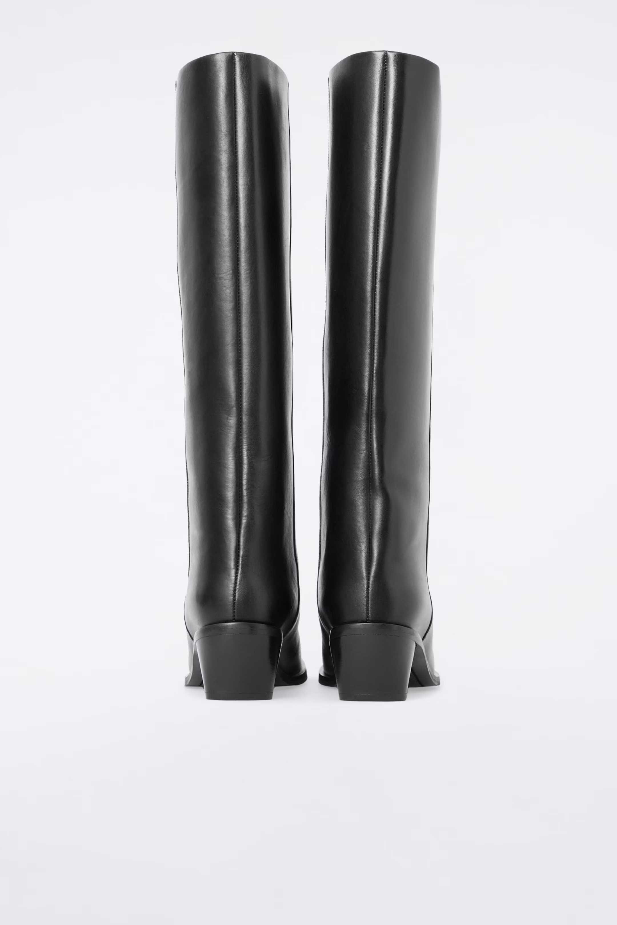 SQUARE-TOE LEATHER KNEE-HIGH BOOTS