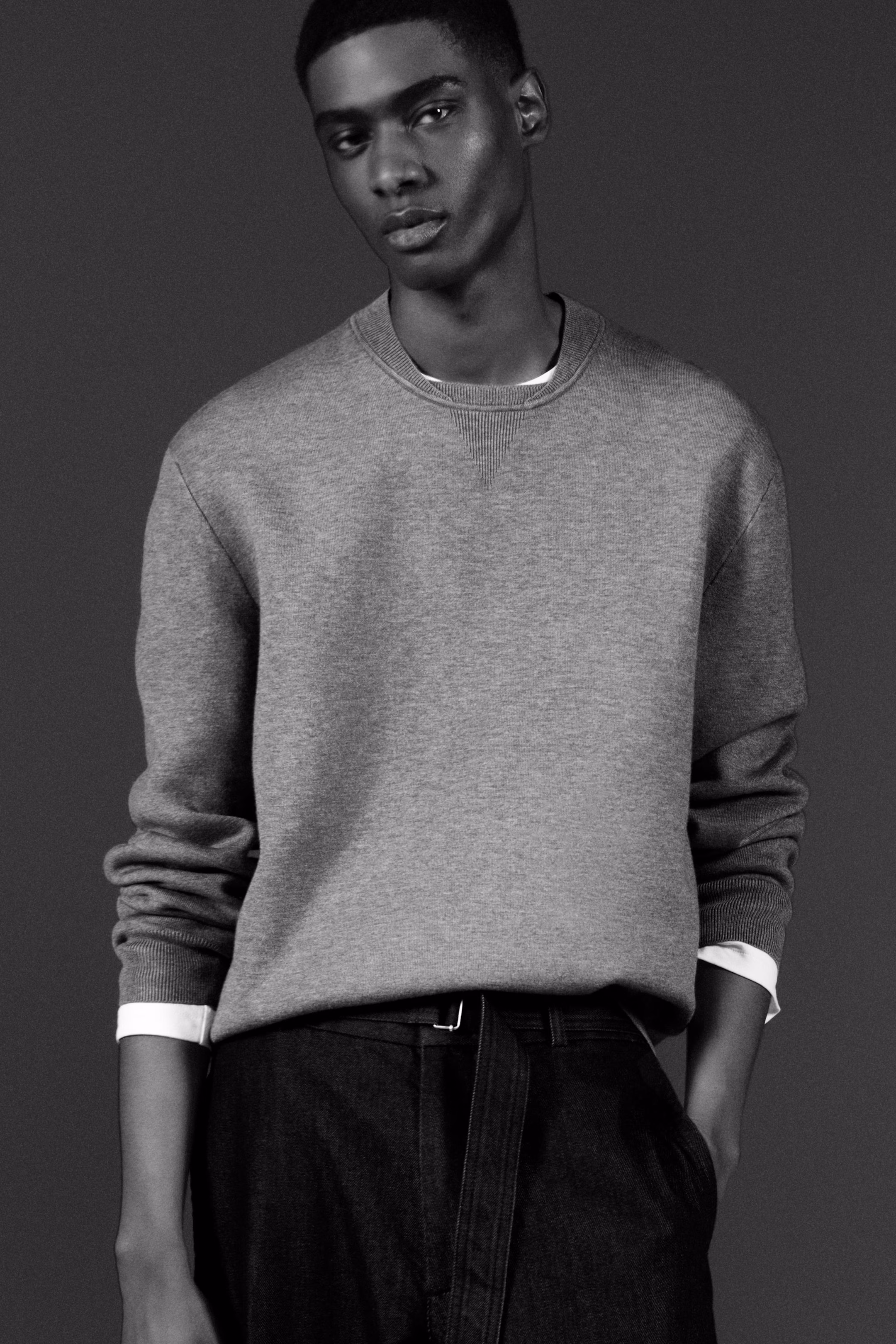 DOUBLE-FACED BOMBER-NECK KNITTED JUMPER