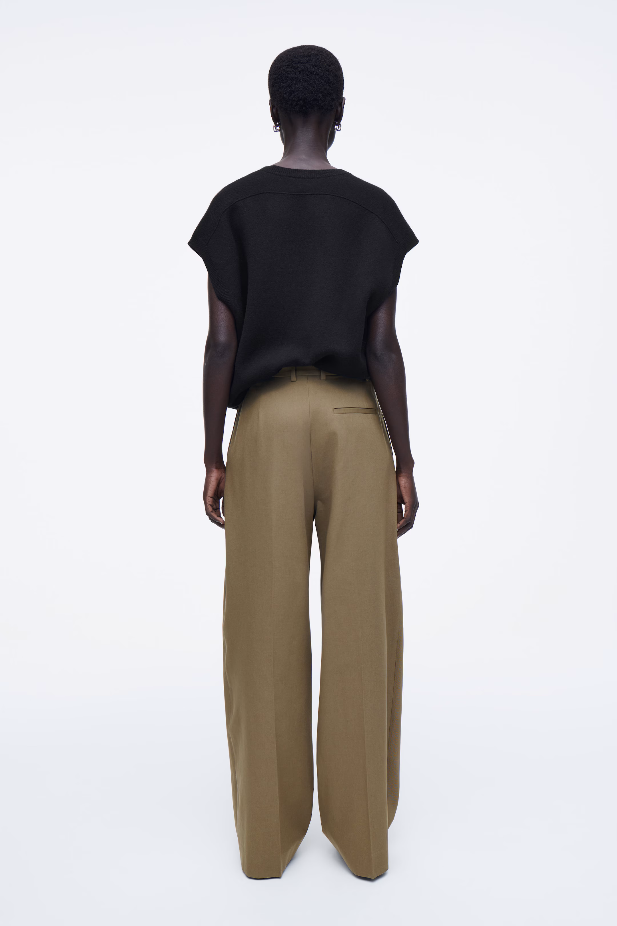 RELAXED COTTON WIDE-LEG TROUSERS