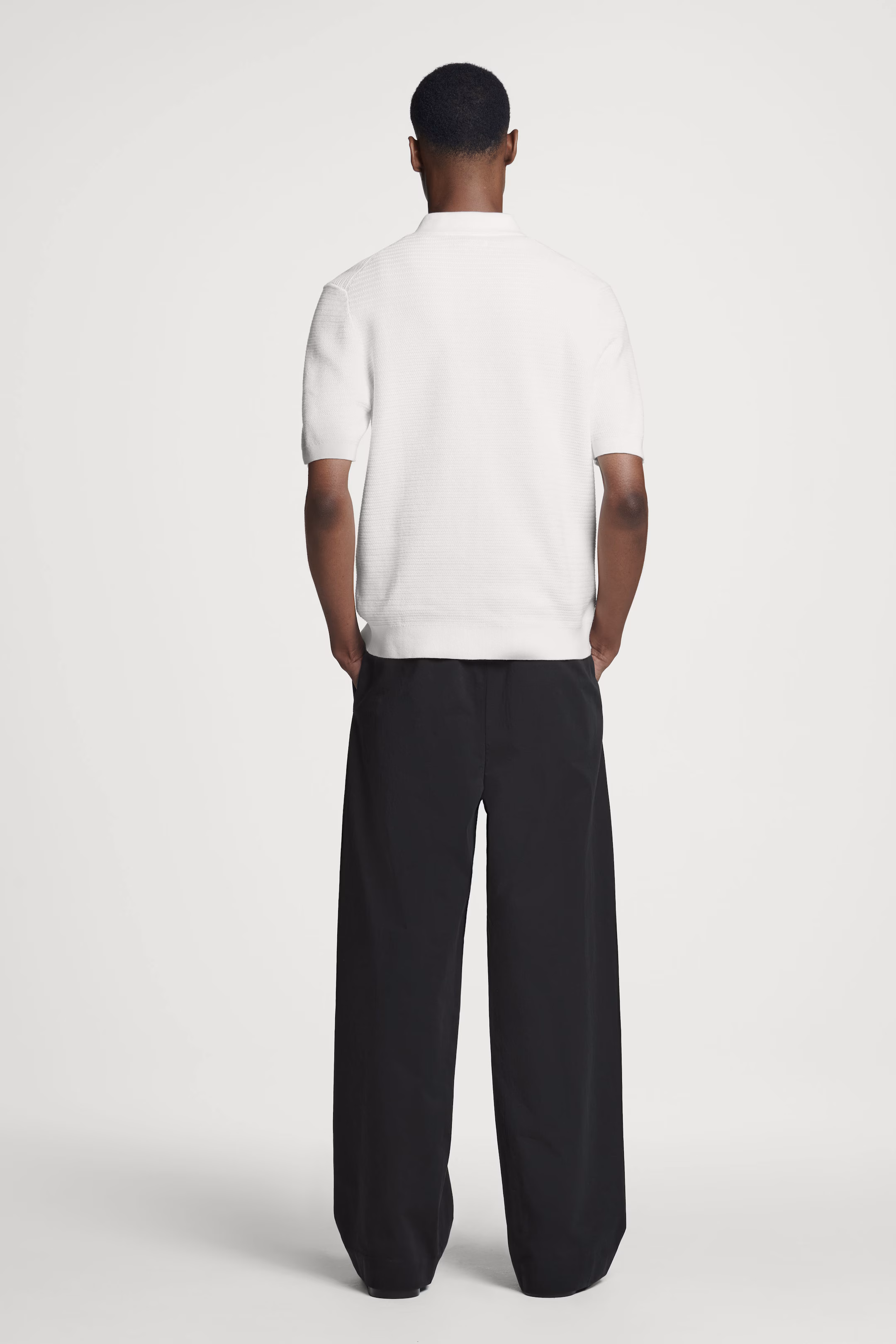 TEXTURED KNITTED COTTON POLO SHIRT