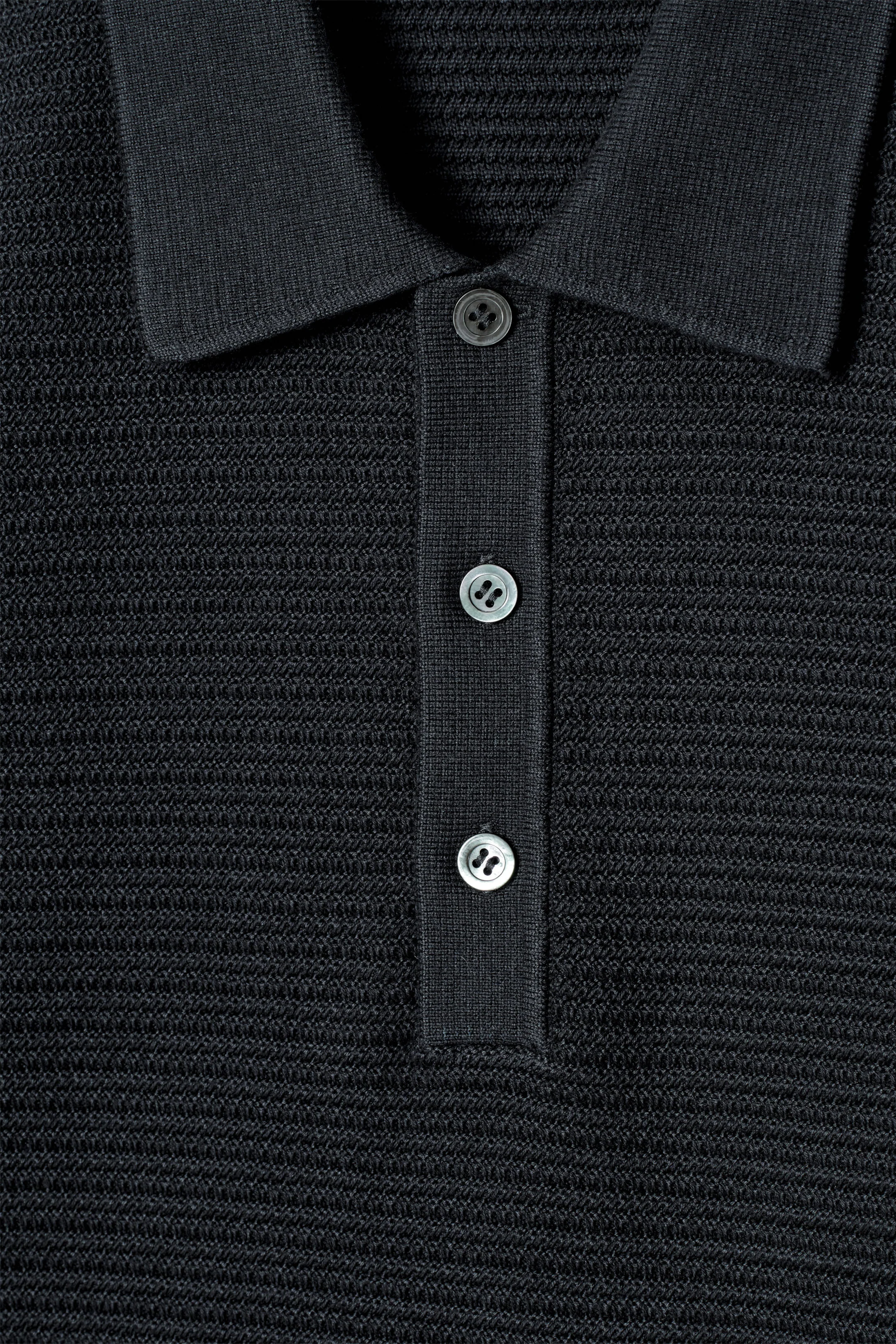 TEXTURED KNITTED COTTON POLO SHIRT