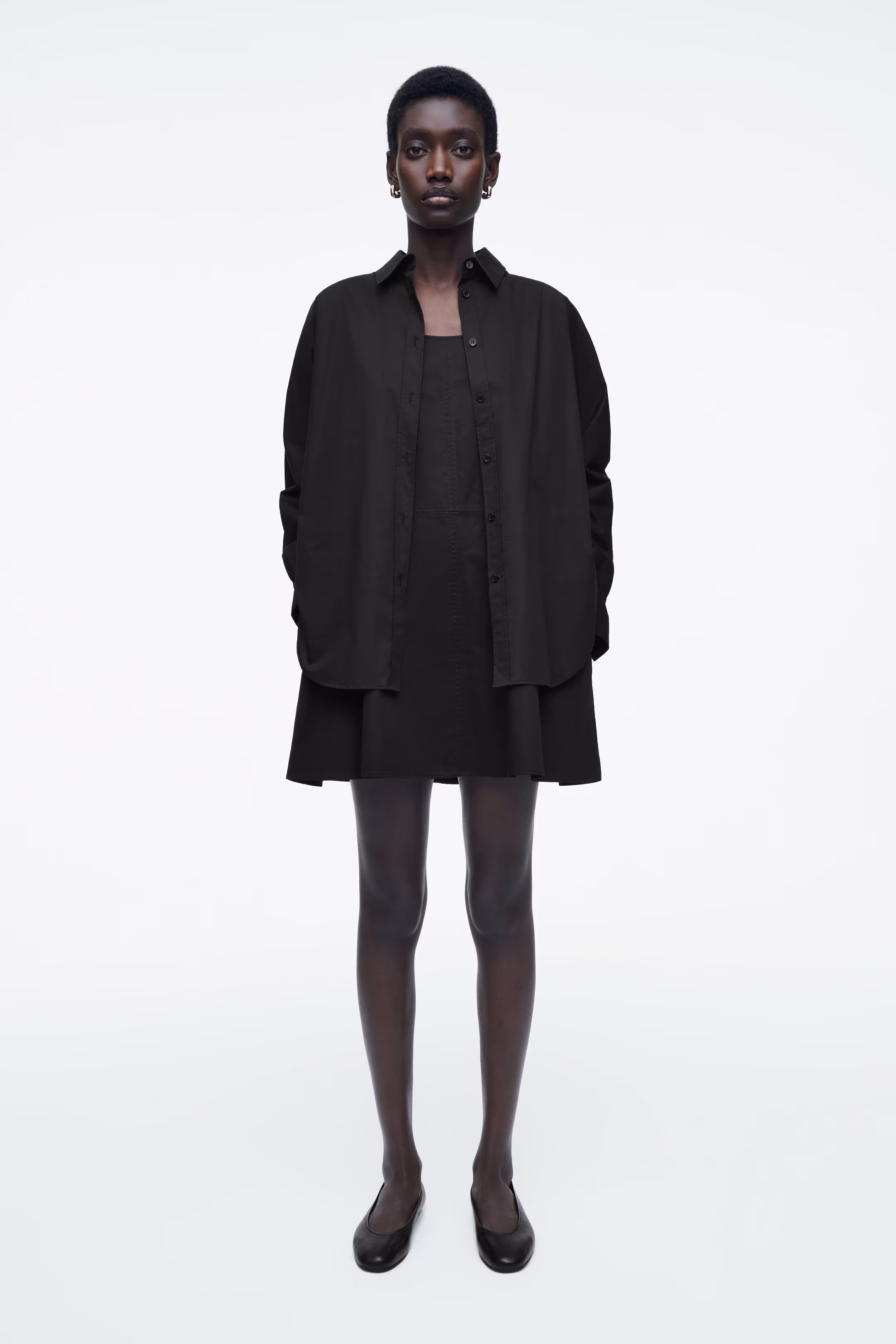 LAYERED TRAPEZE SHIRT DRESS