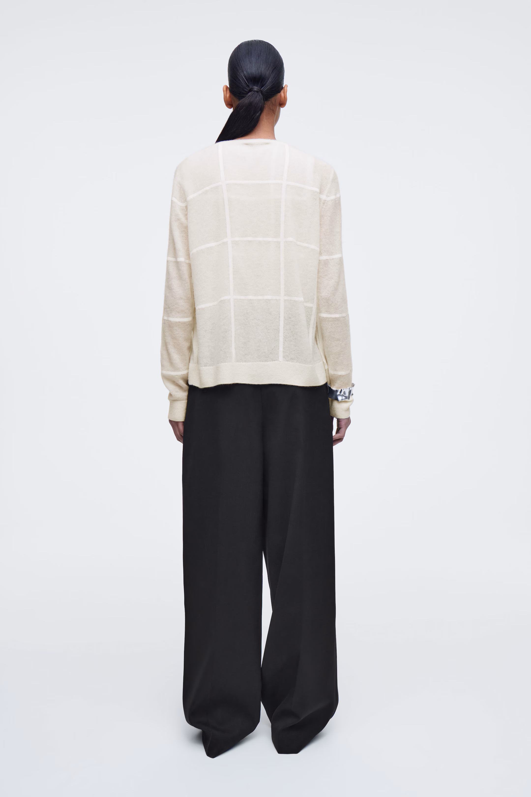 WINDOWPANE-CHECK CARDIGAN