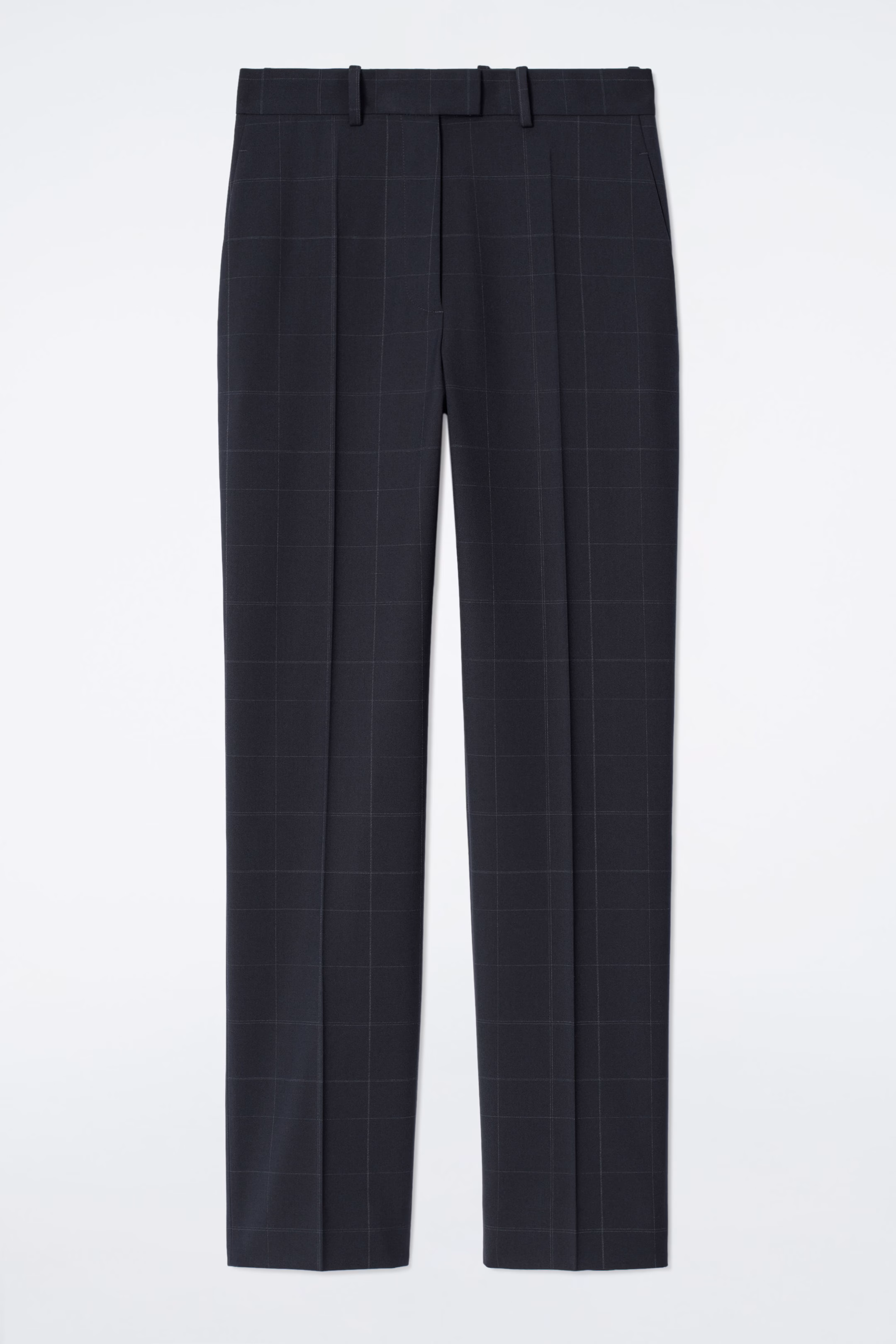 WINDOWPANE-CHECK STRAIGHT-LEG TROUSERS