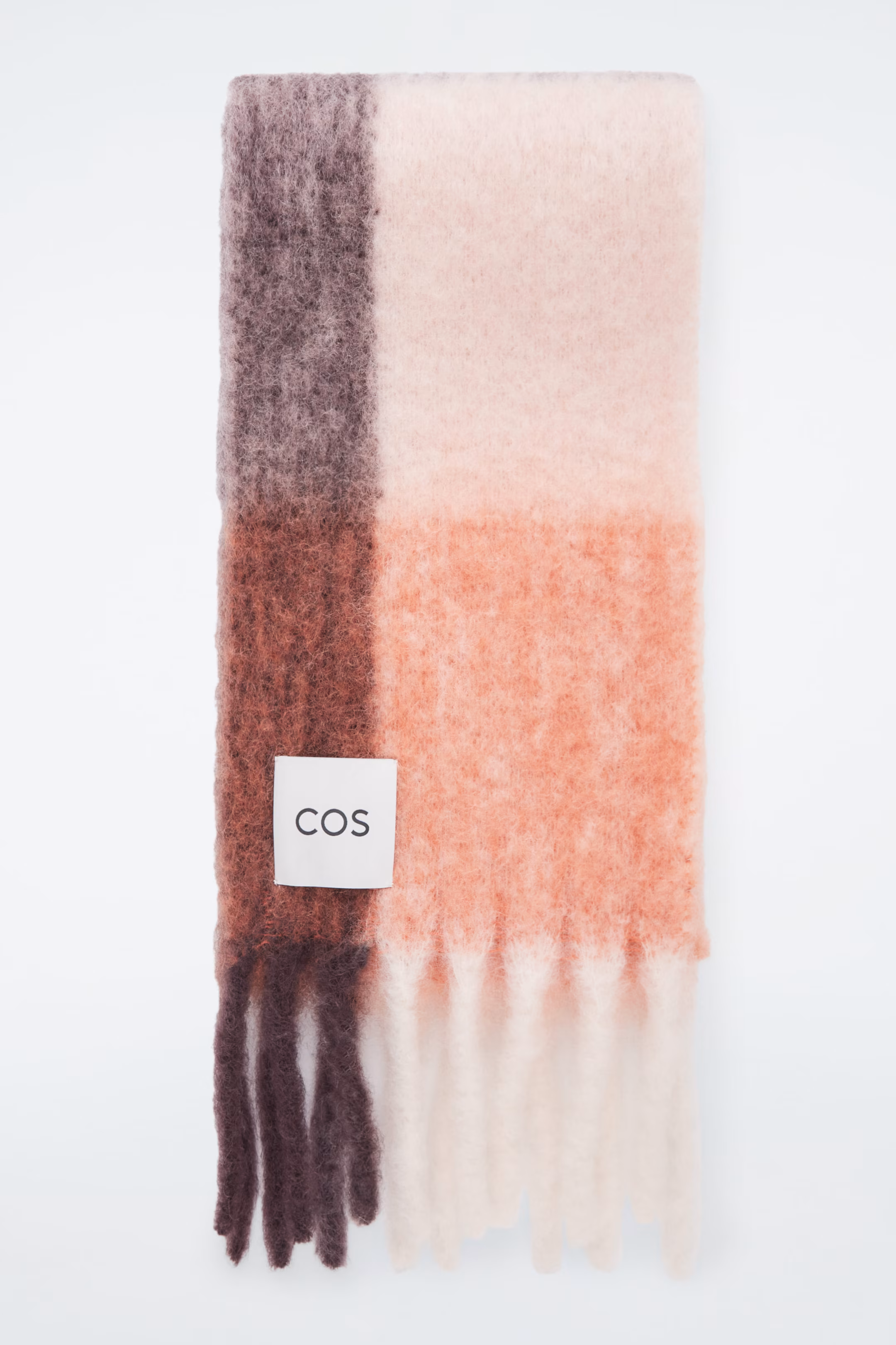 FRINGED BRUSHED-MOHAIR SCARF