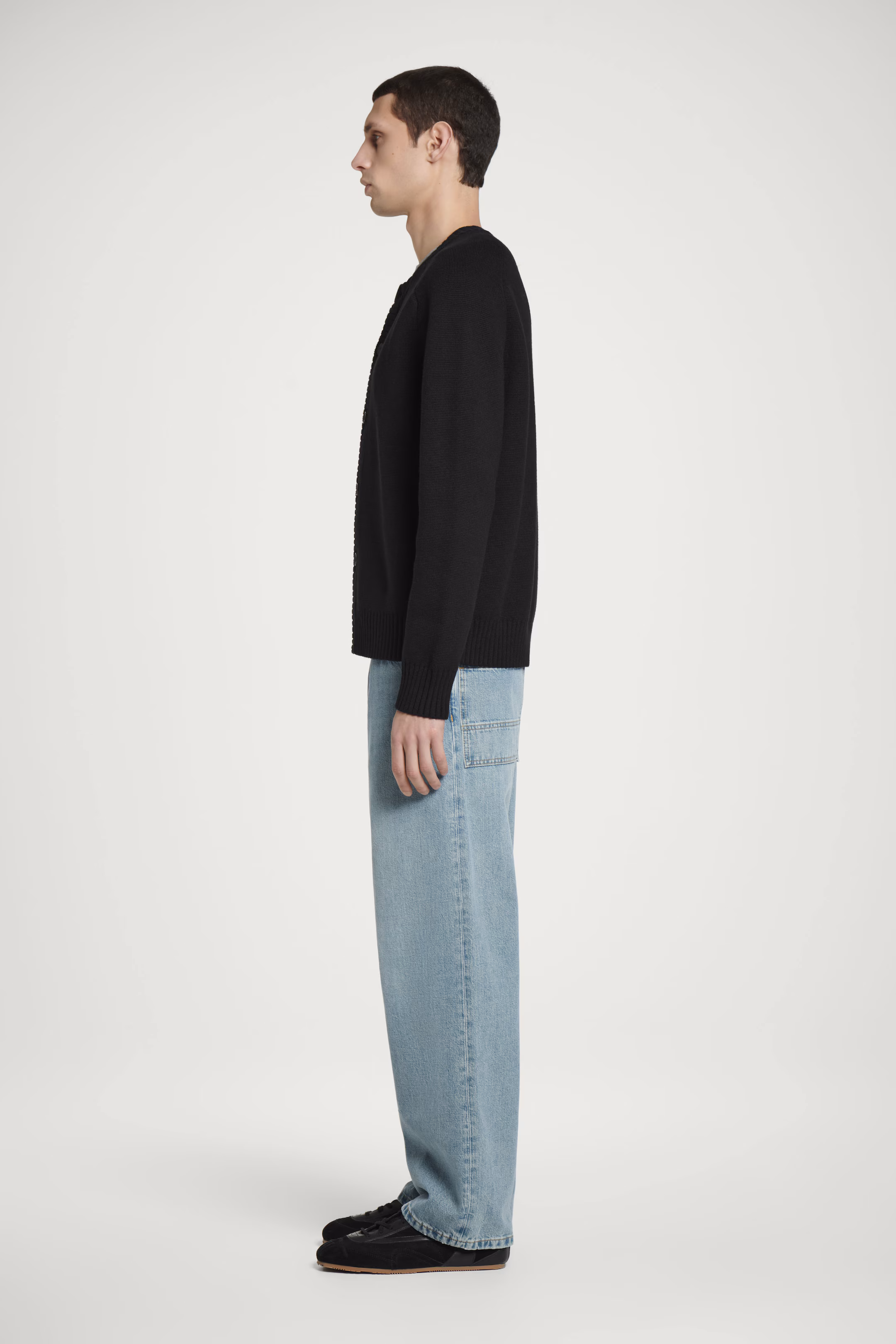 WOOL-BLEND CREW-NECK CARDIGAN