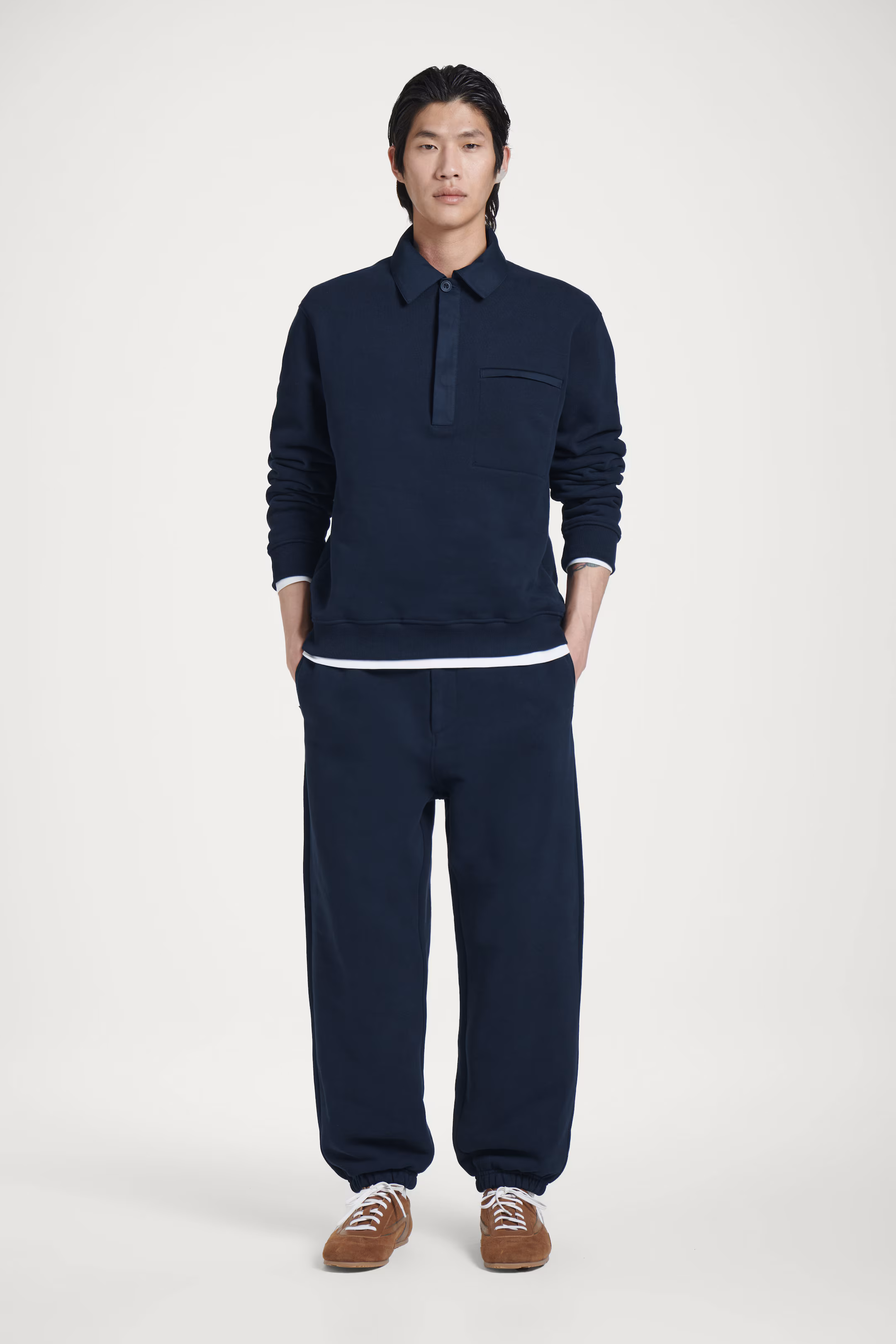 CONTRAST-TRIM STRAIGHT-LEG JERSEY JOGGERS