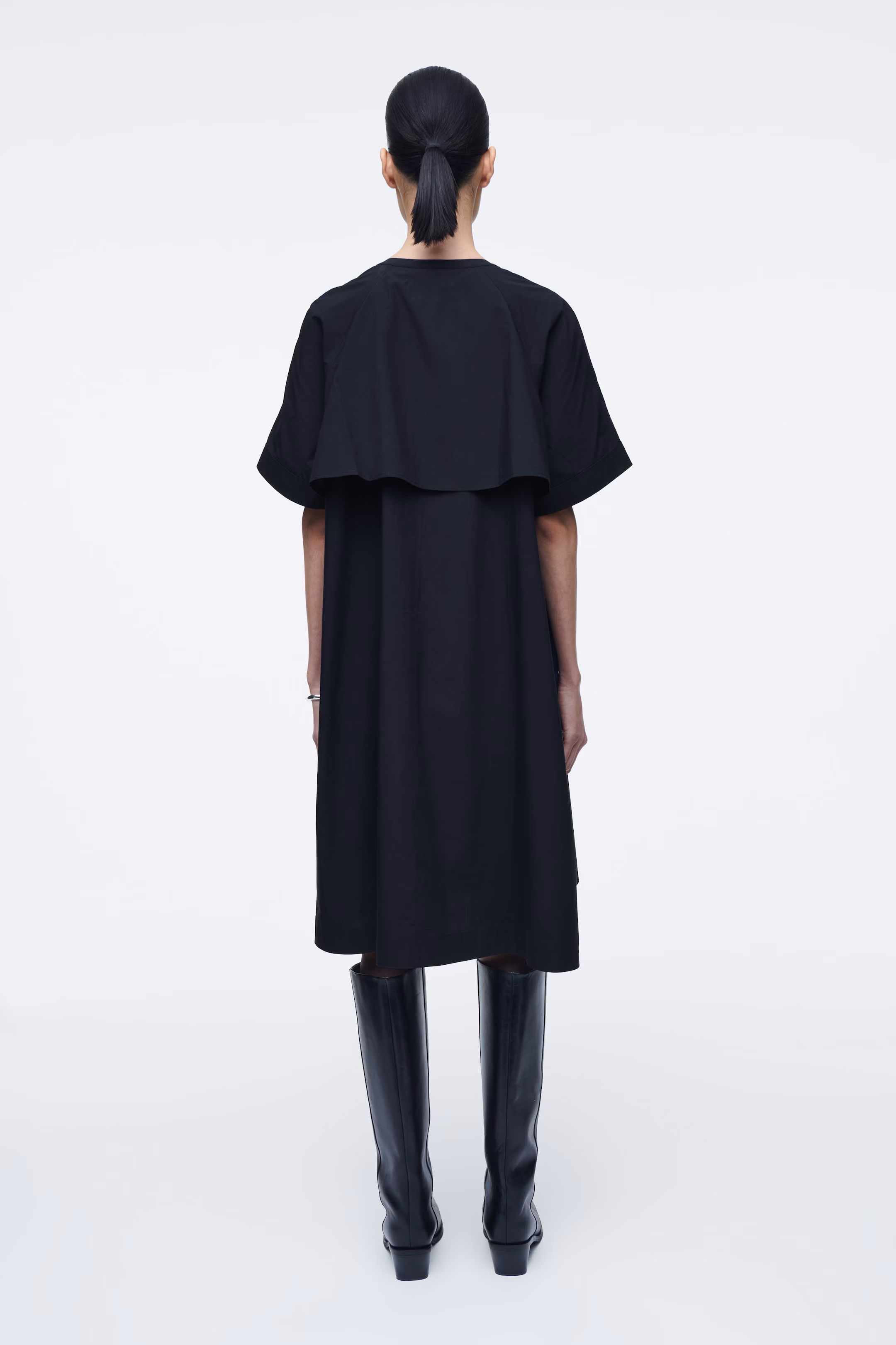 OVERSIZED FLARED POPLIN MIDI DRESS