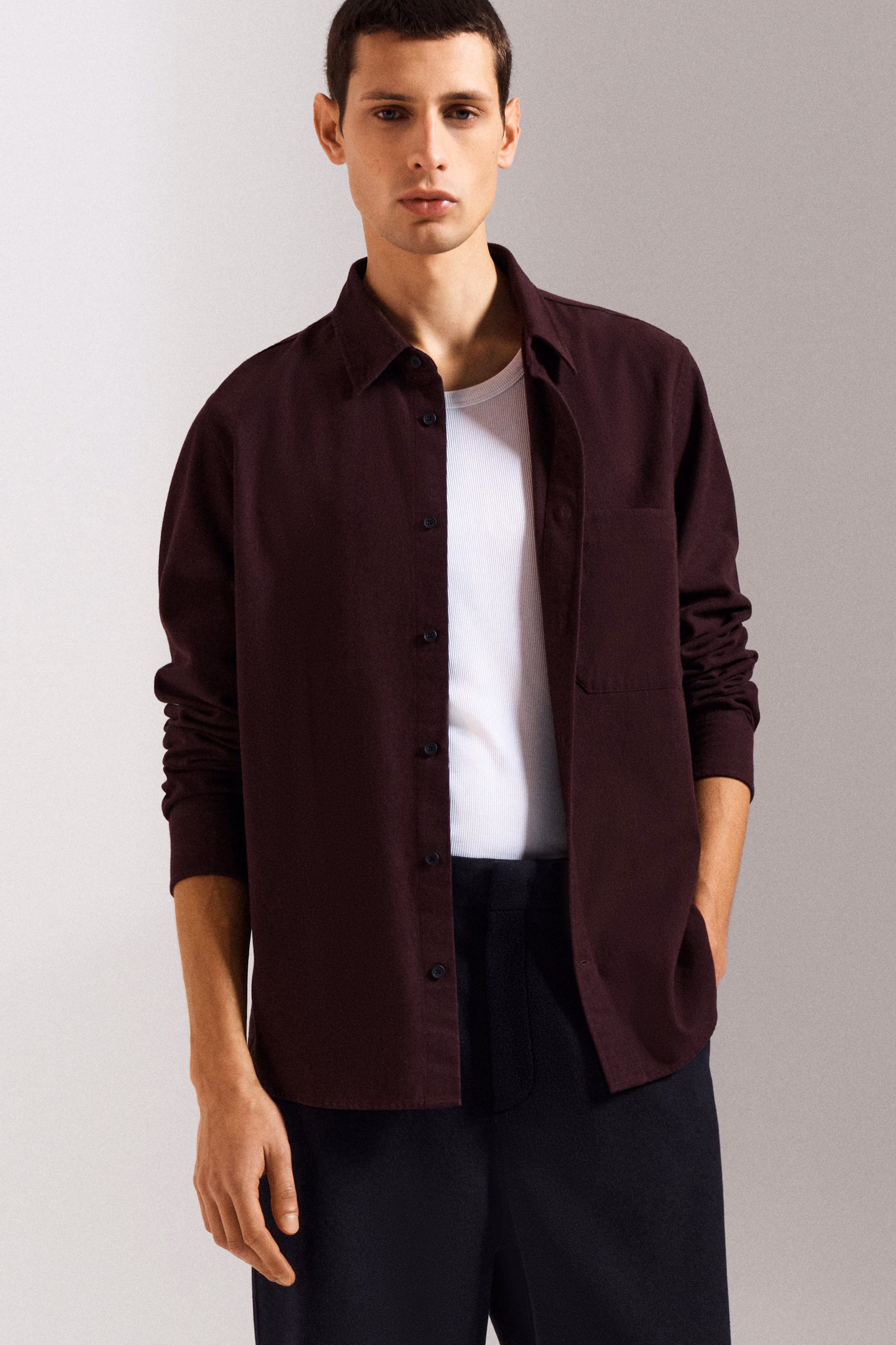 RELAXED BRUSHED COTTON-BLEND SHIRT