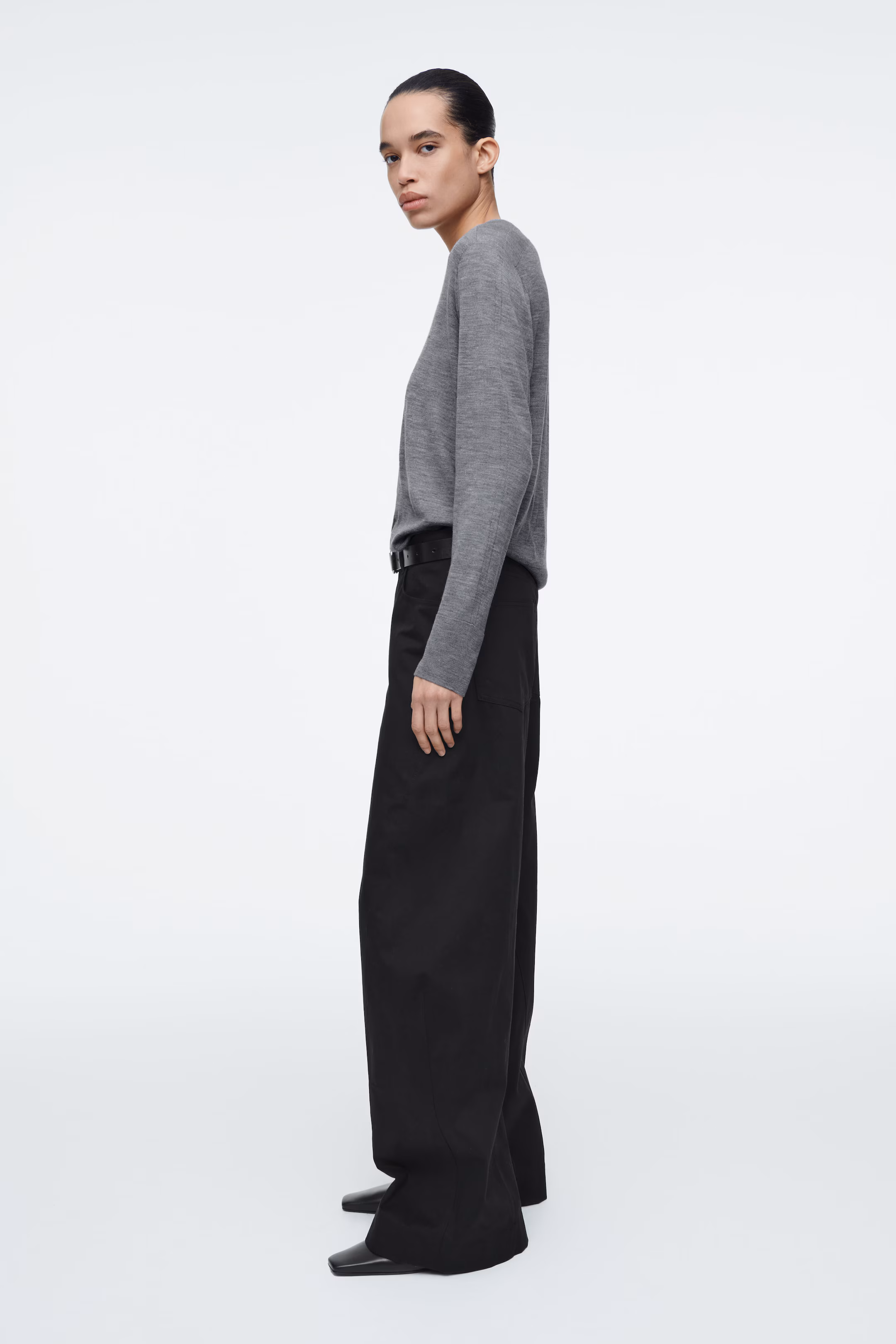 DECONSTRUCTED COTTON BARREL-LEG TROUSERS