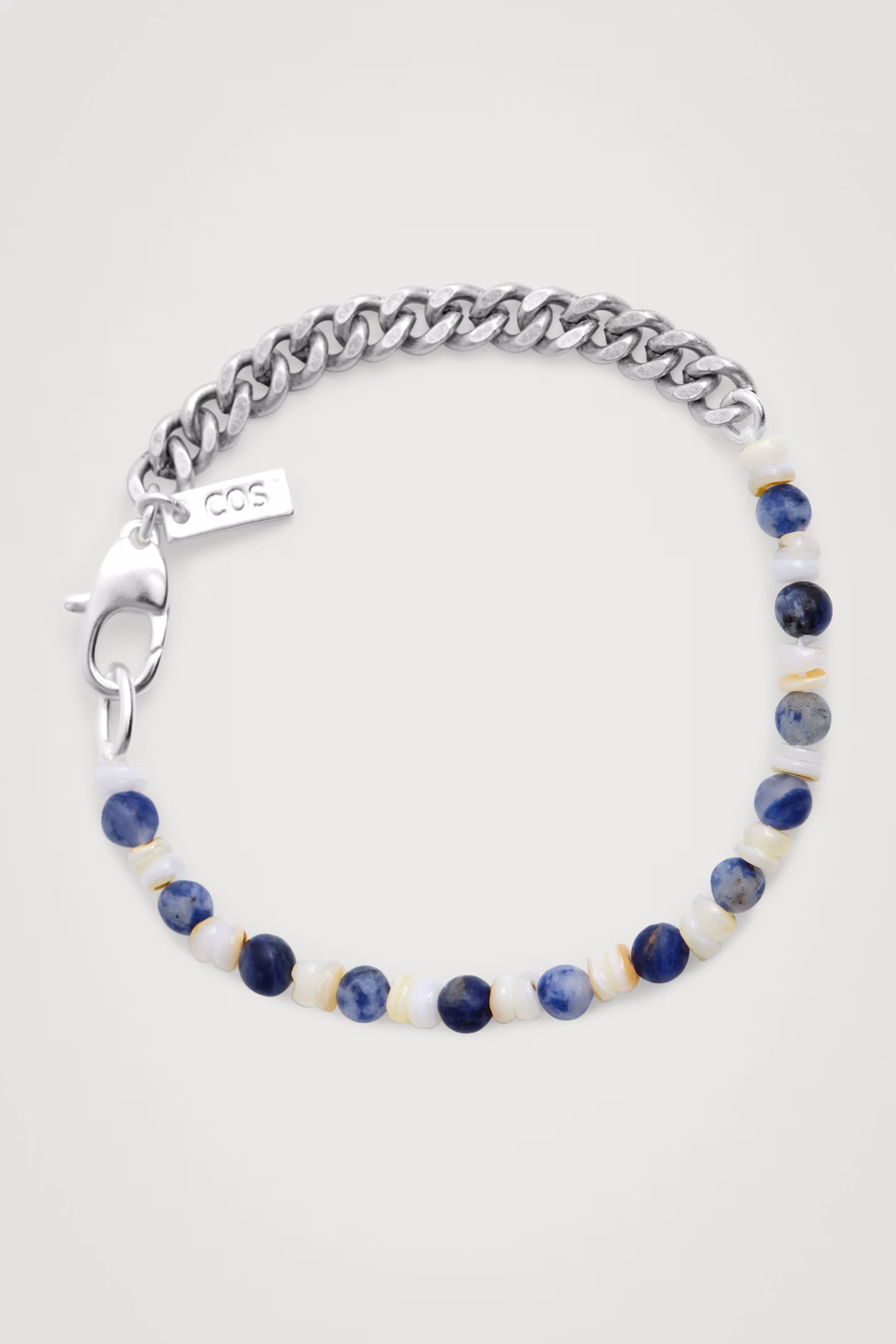 STONE AND SHELL CHAIN BRACELET