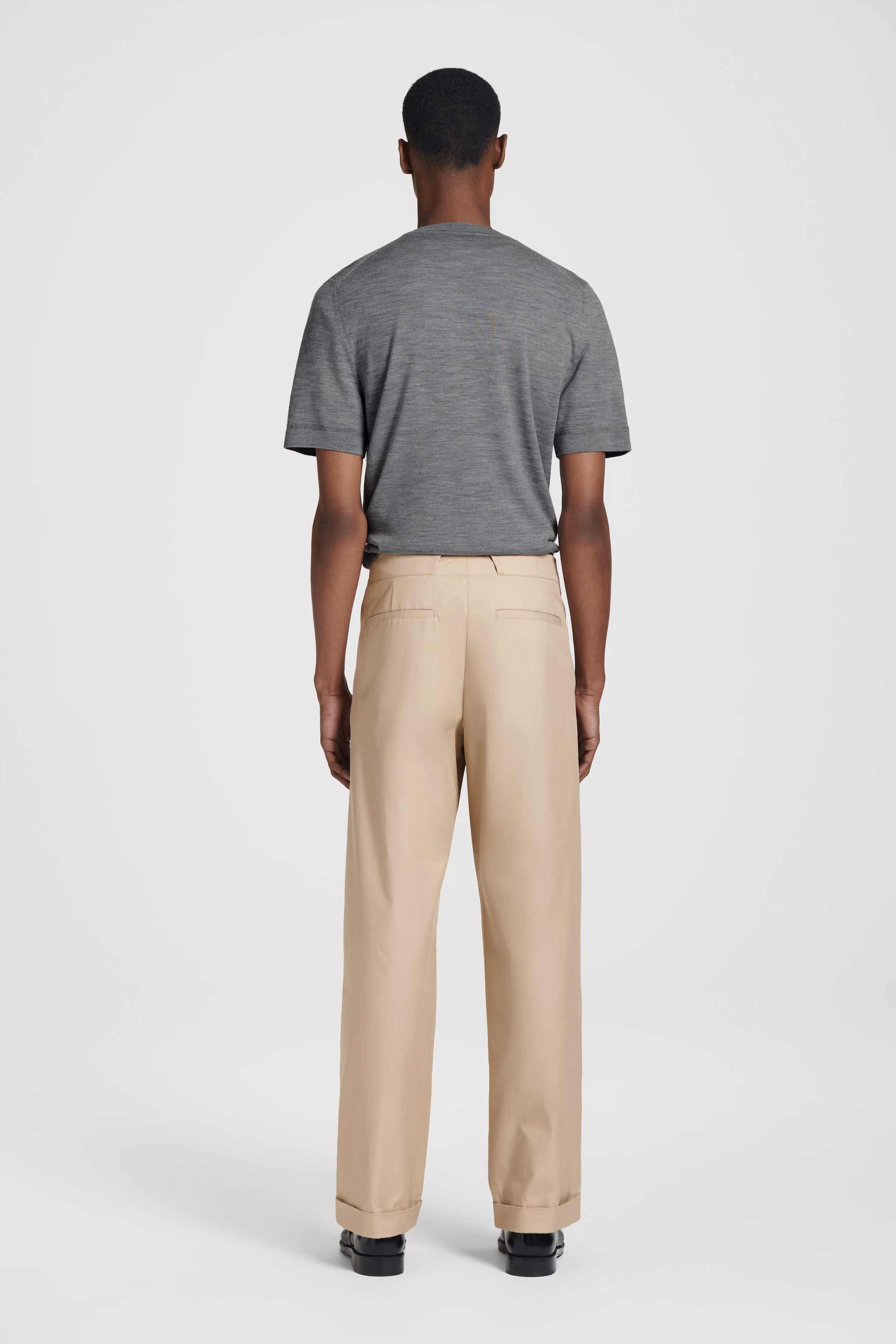 TAPERED COTTON TURN-UP TROUSERS