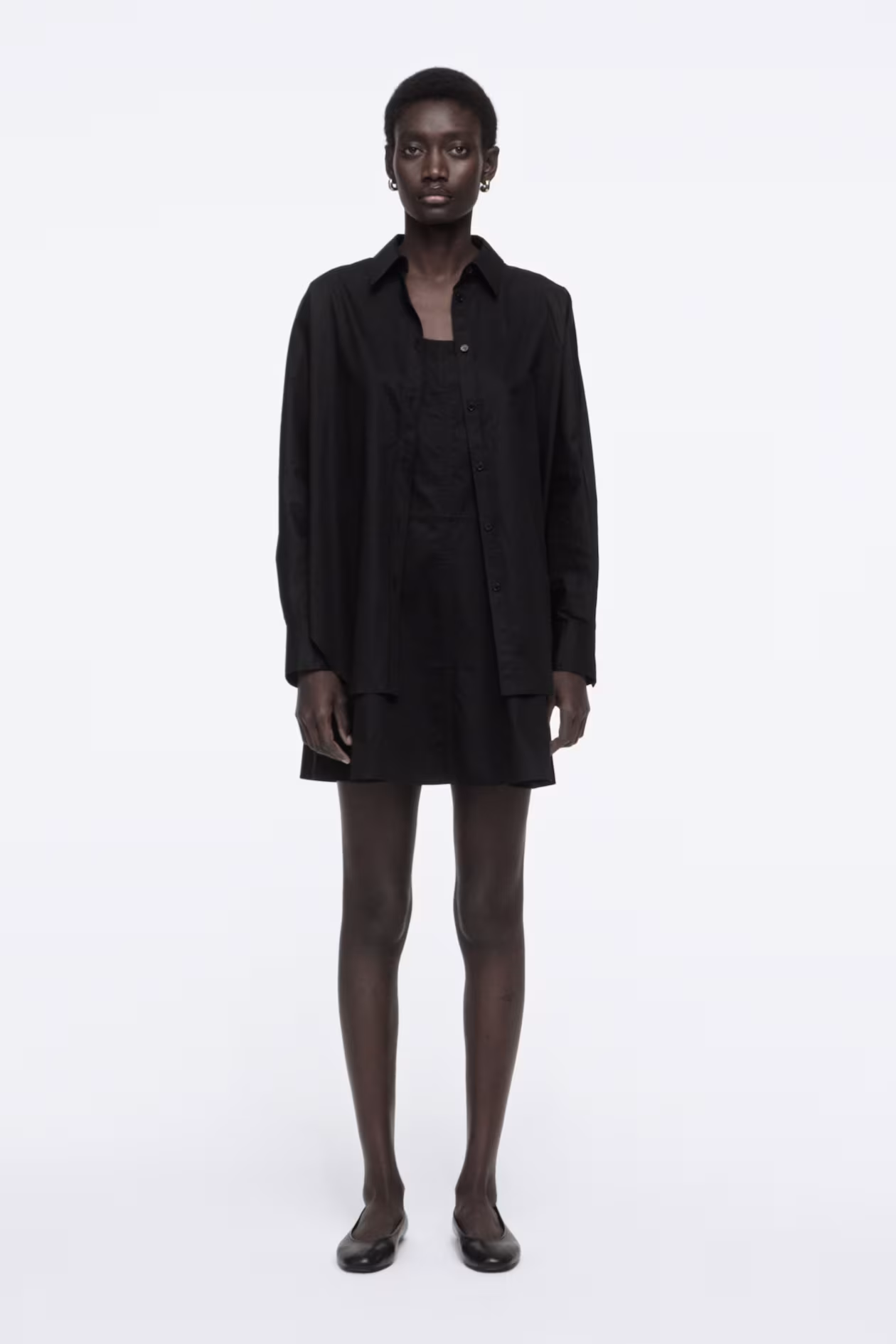 LAYERED TRAPEZE SHIRT DRESS