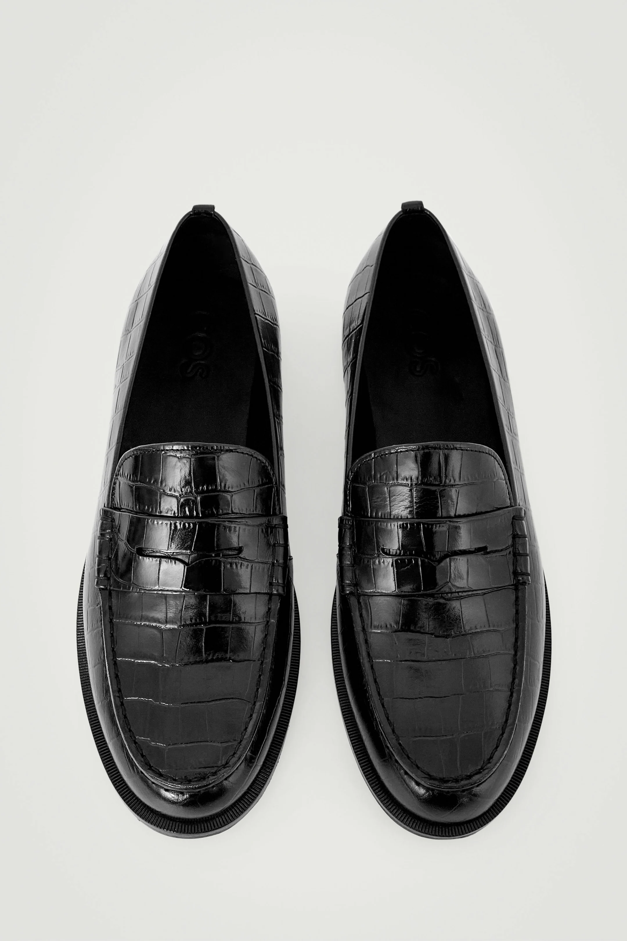 CROC-EFFECT LEATHER LOAFERS