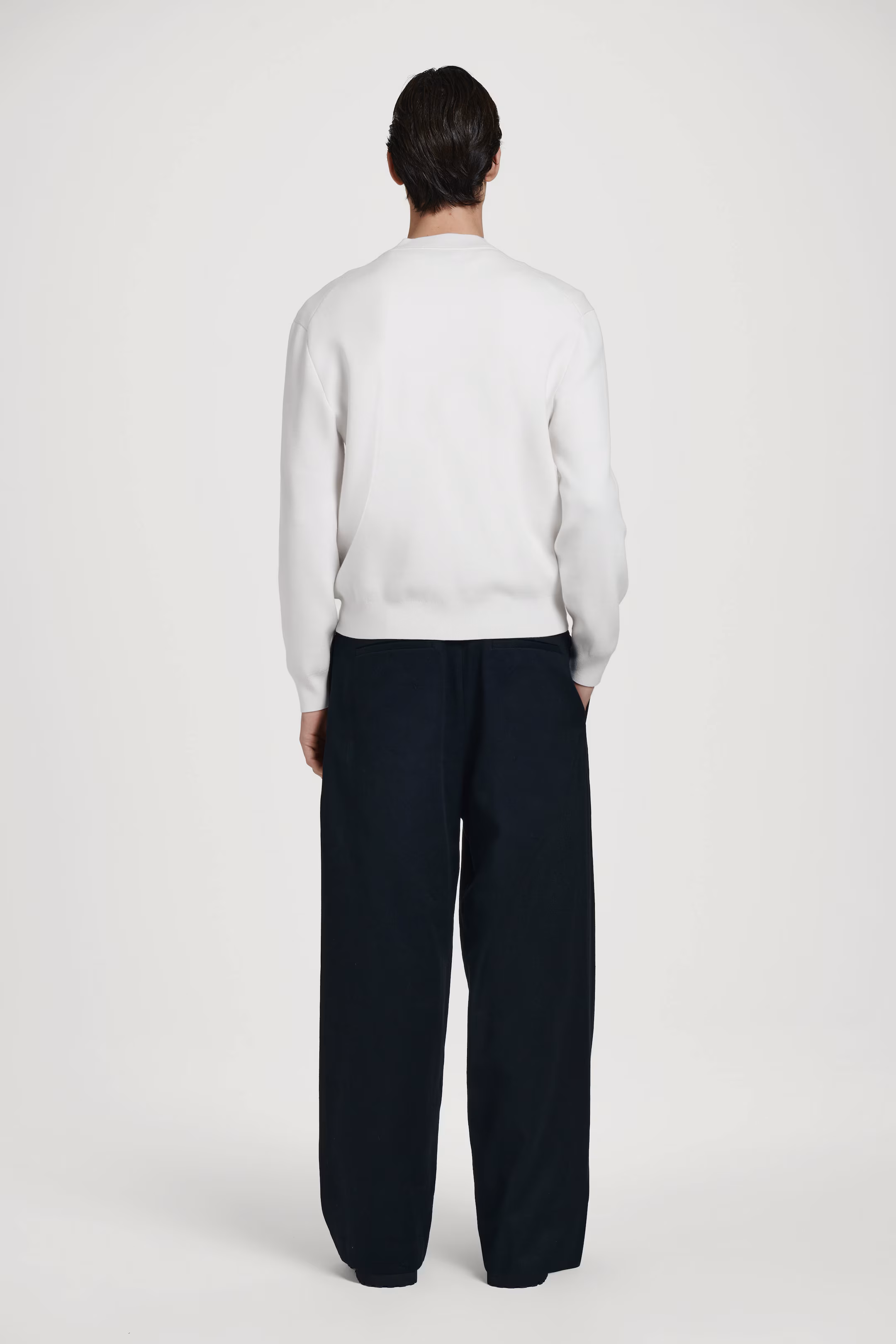 DOUBLE-FACED BOMBER-NECK KNITTED JUMPER