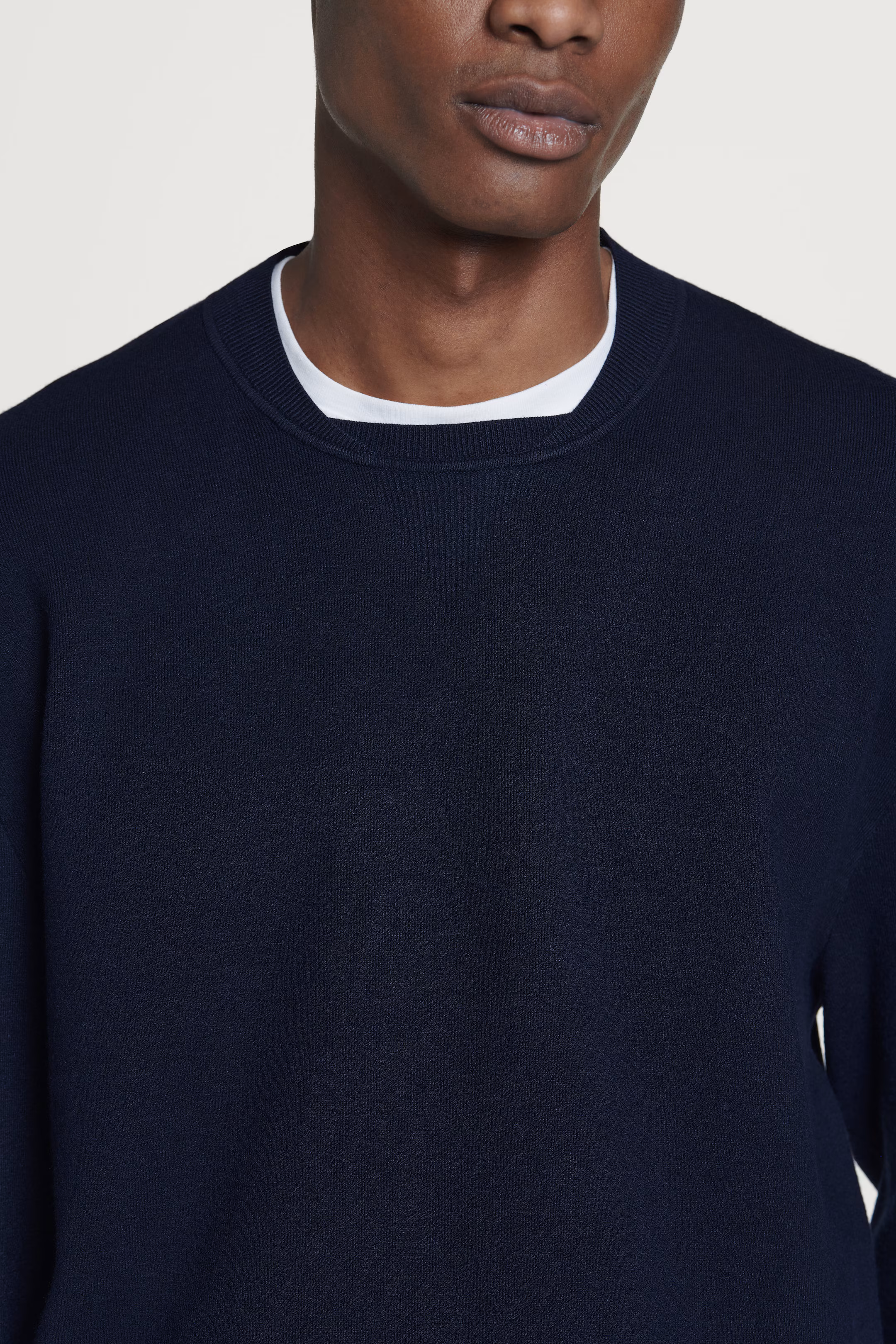 DOUBLE-FACED BOMBER-NECK KNITTED JUMPER