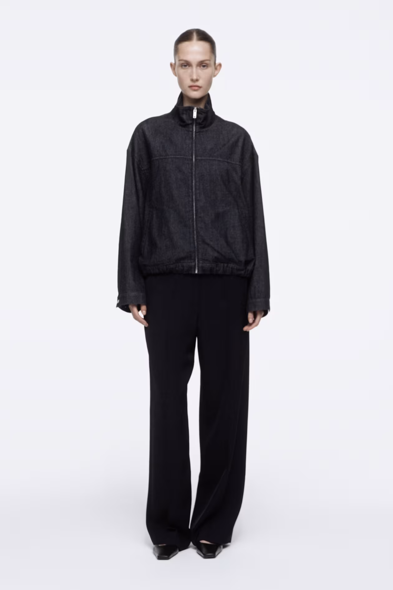 OVERSIZED DENIM BOMBER JACKET