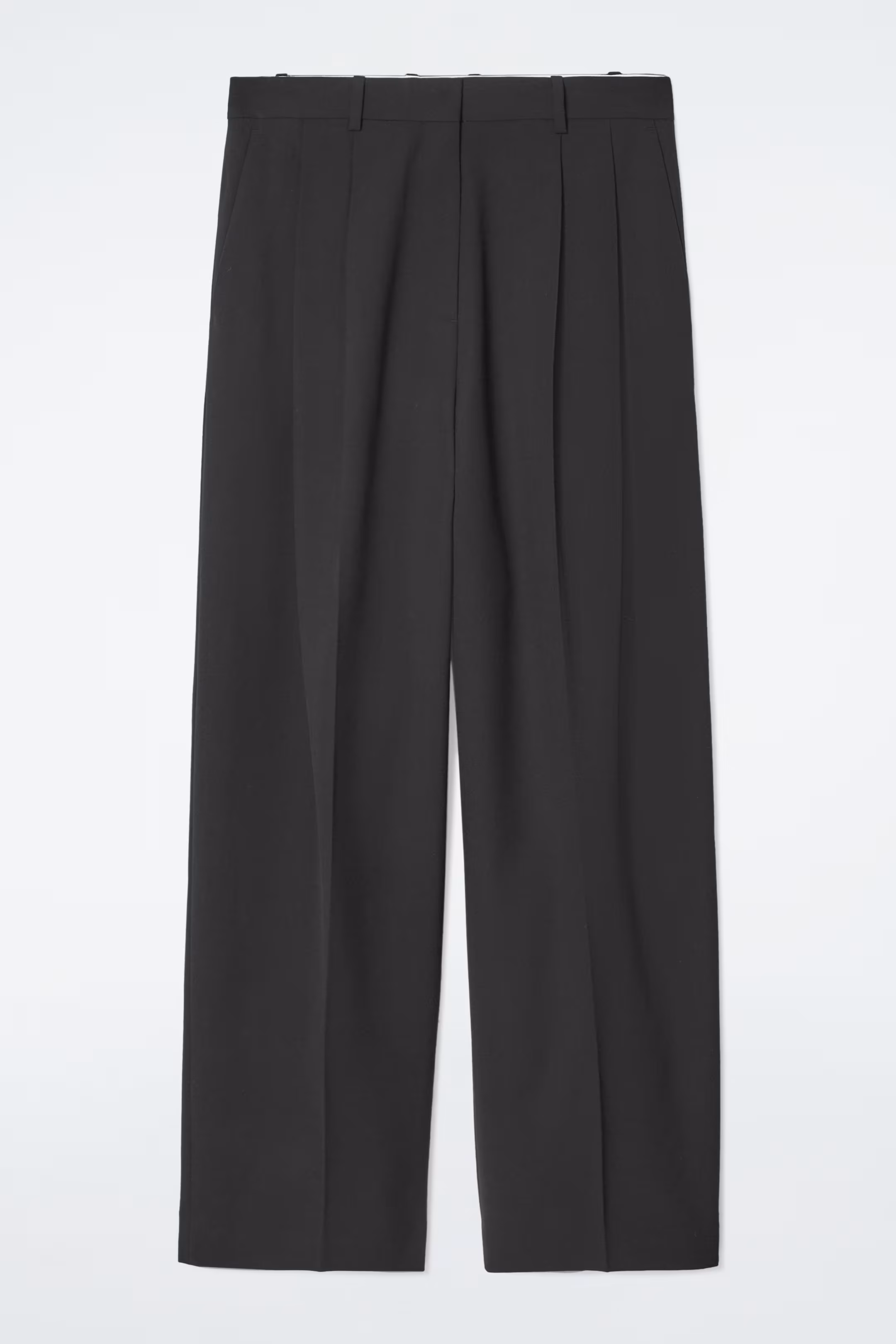 RELAXED TWILL WIDE-LEG TROUSERS