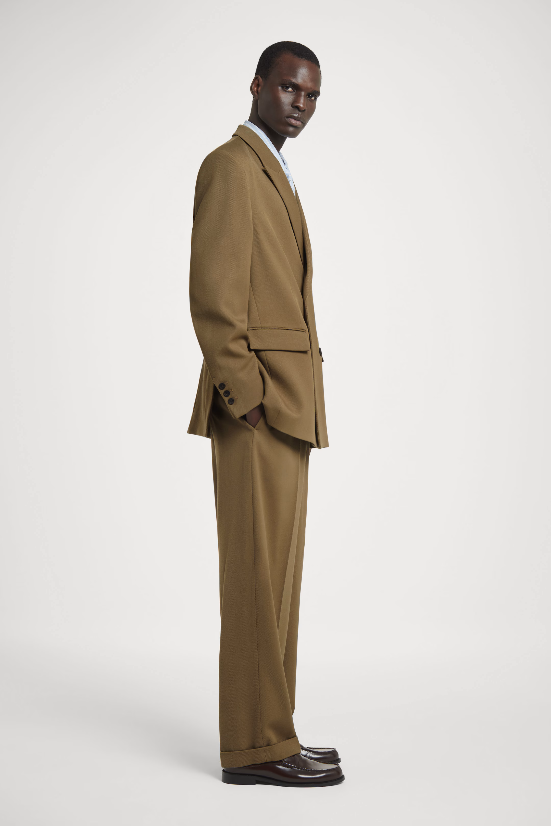 WOOL-TWILL TURN-UP TROUSERS