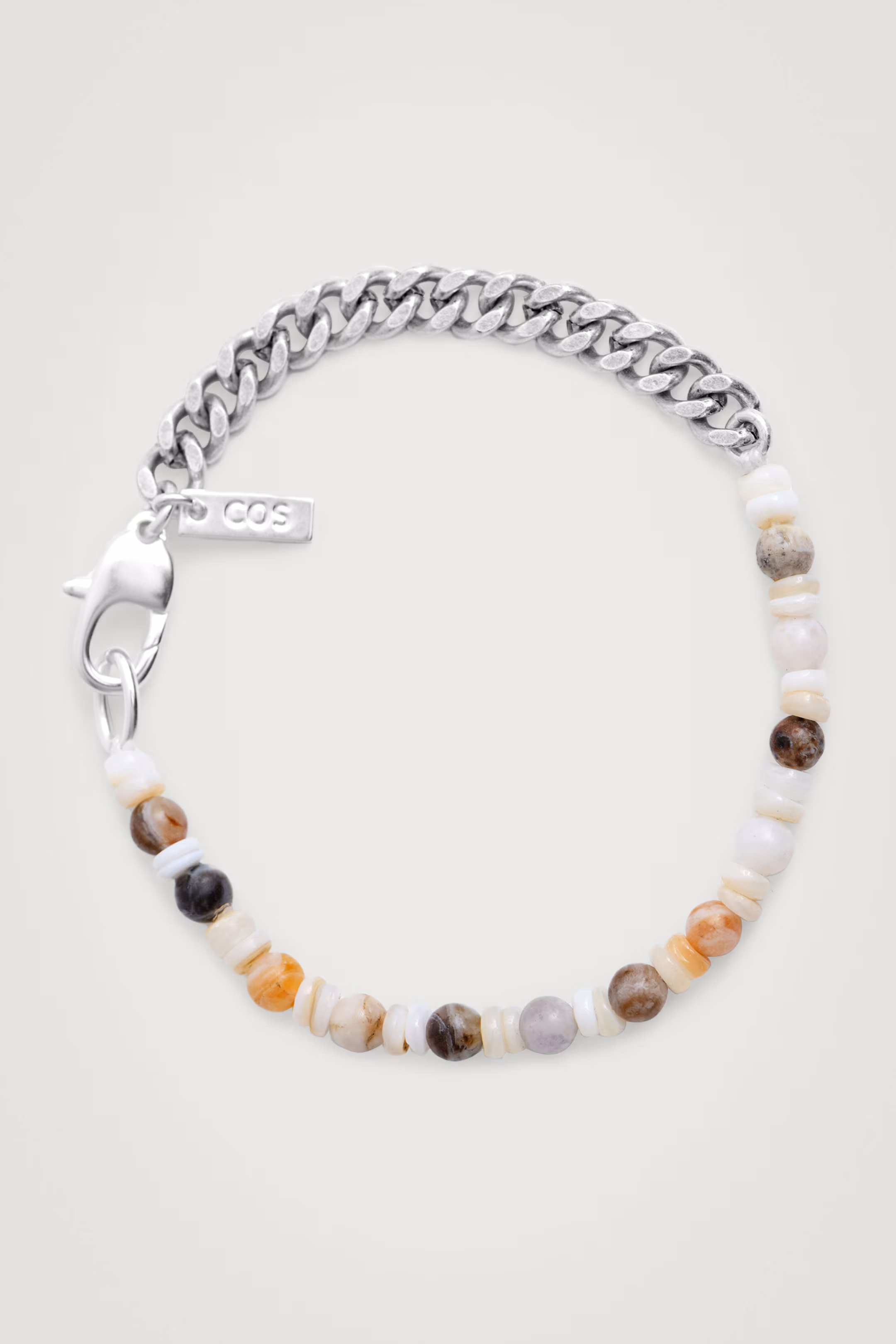 STONE AND SHELL CHAIN BRACELET