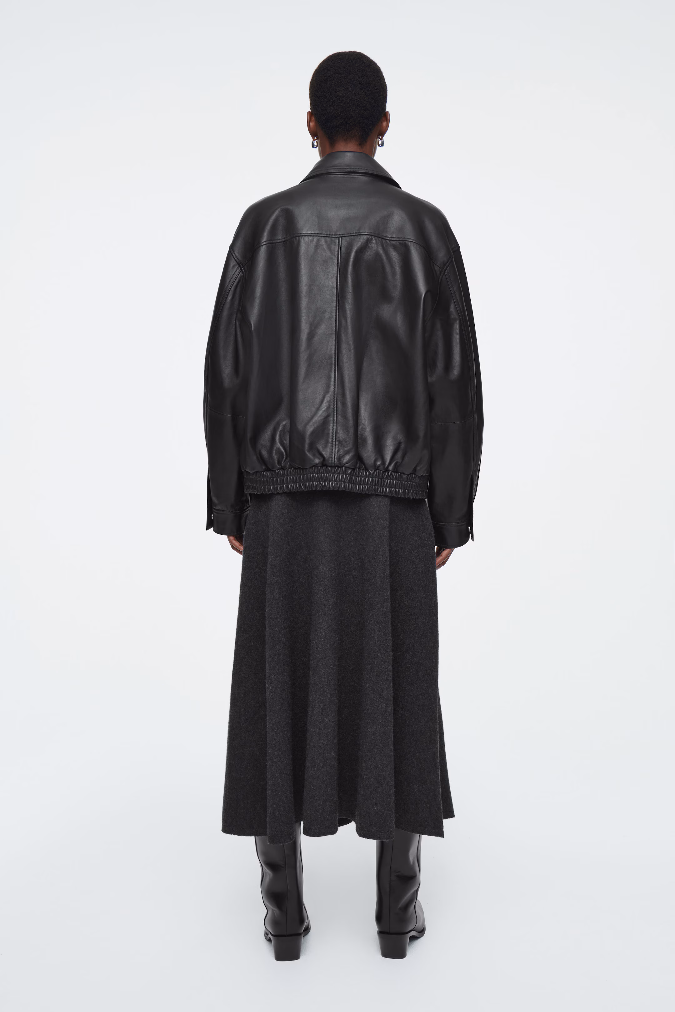 OVERSIZED COLLARED LEATHER JACKET