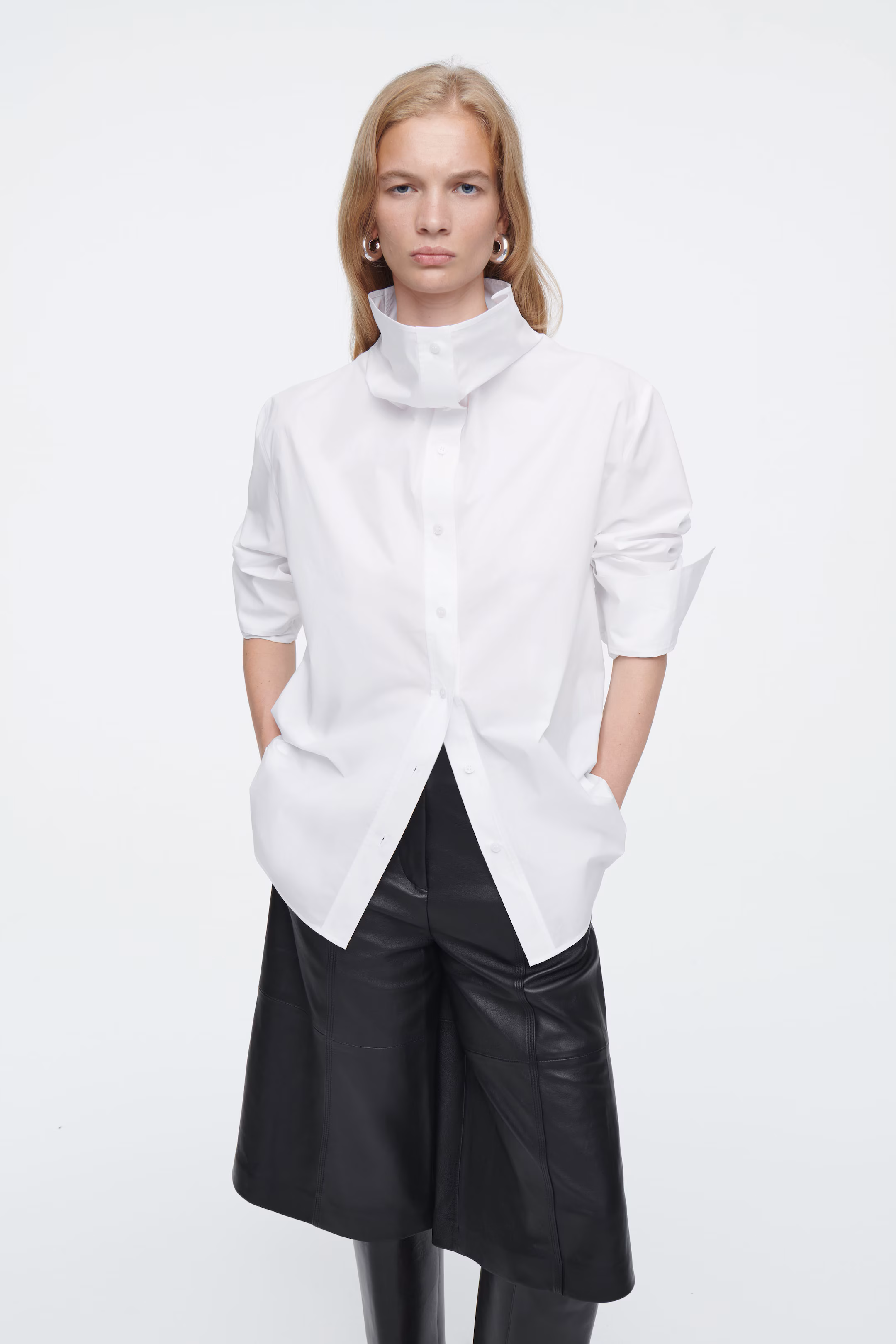 RELAXED FUNNEL-NECK SHIRT