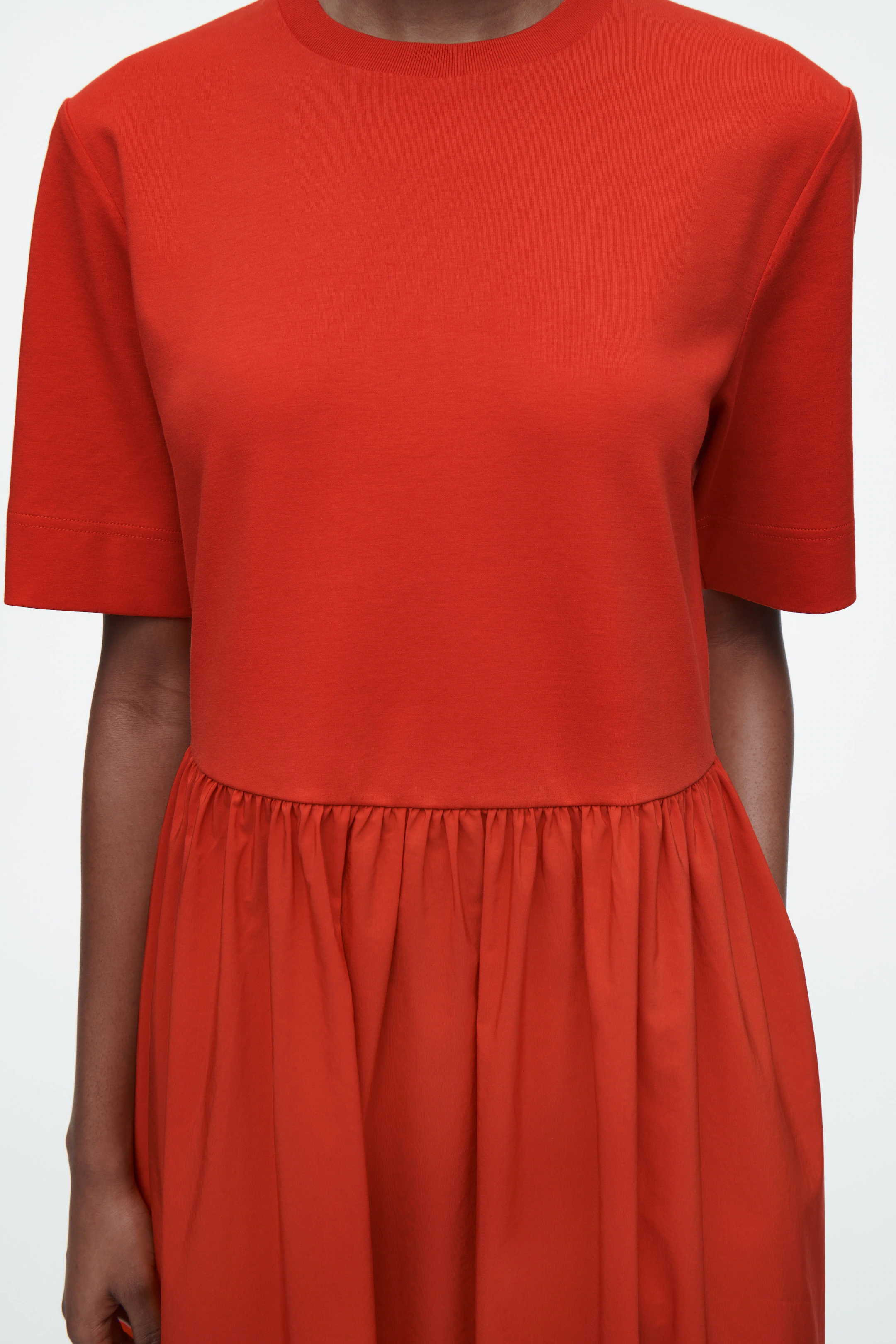 CONTRAST-PANEL MIDI DRESS