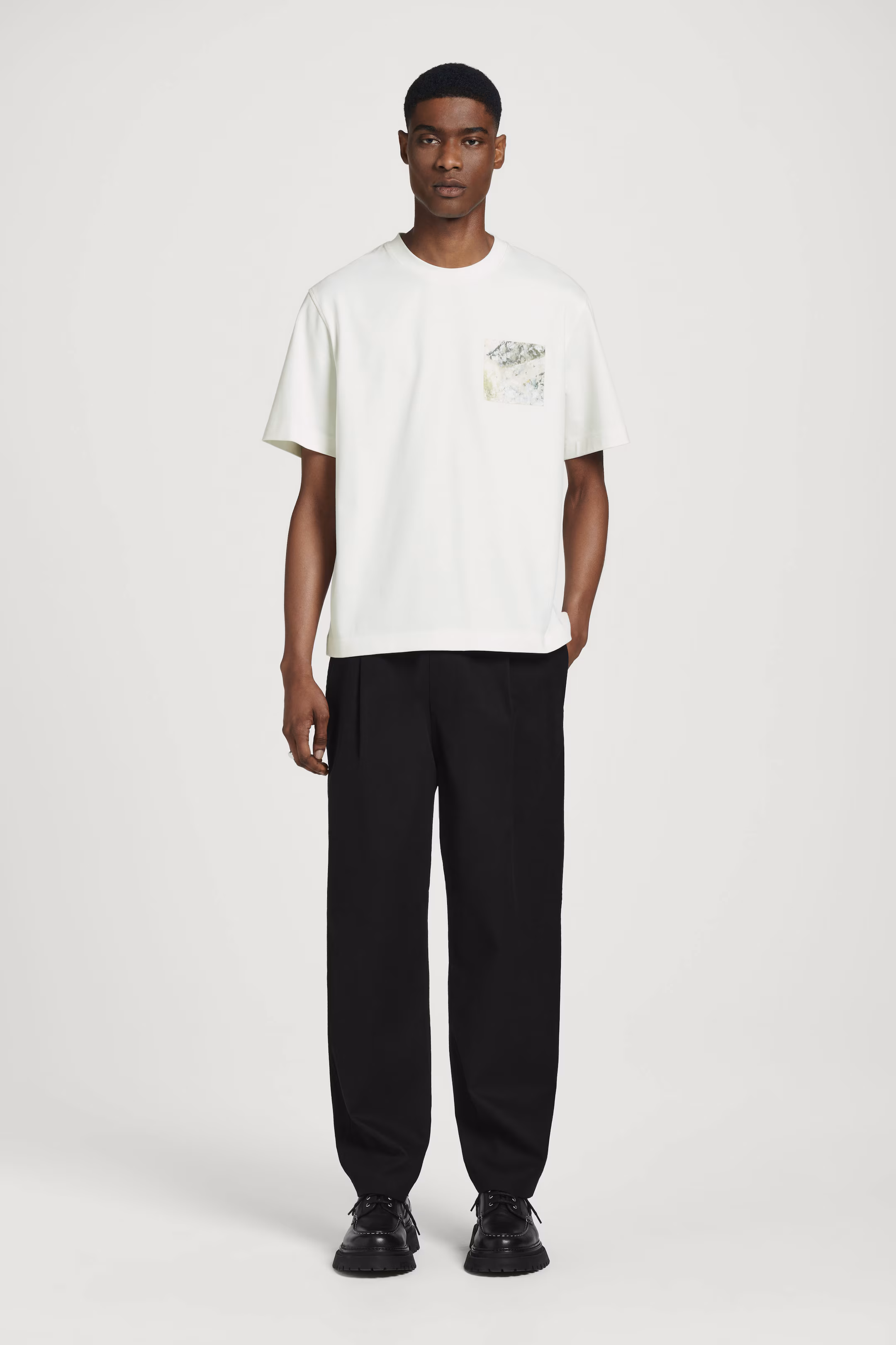 RELAXED MARBLE-PRINT COTTON T-SHIRT