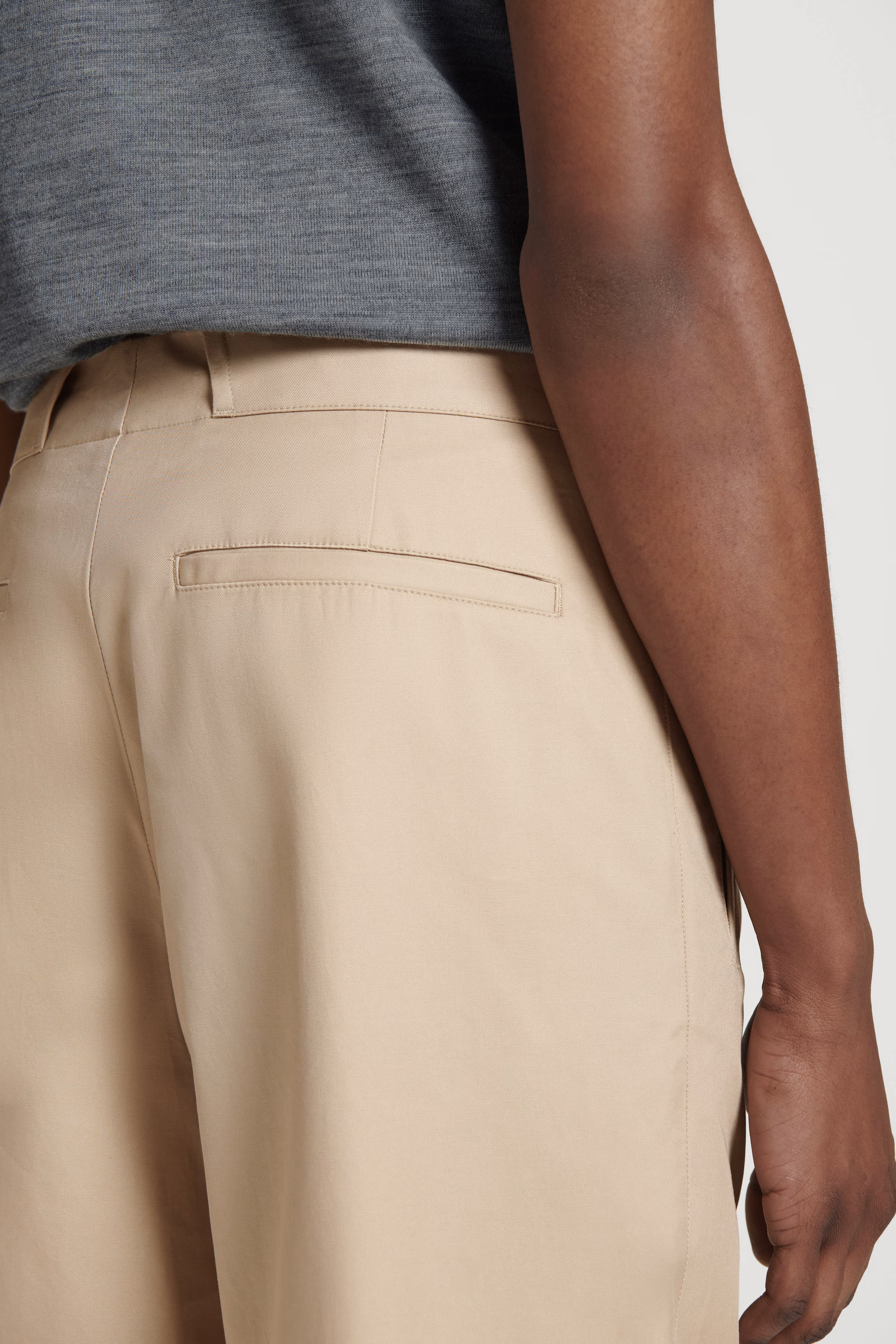 TAPERED COTTON TURN-UP TROUSERS