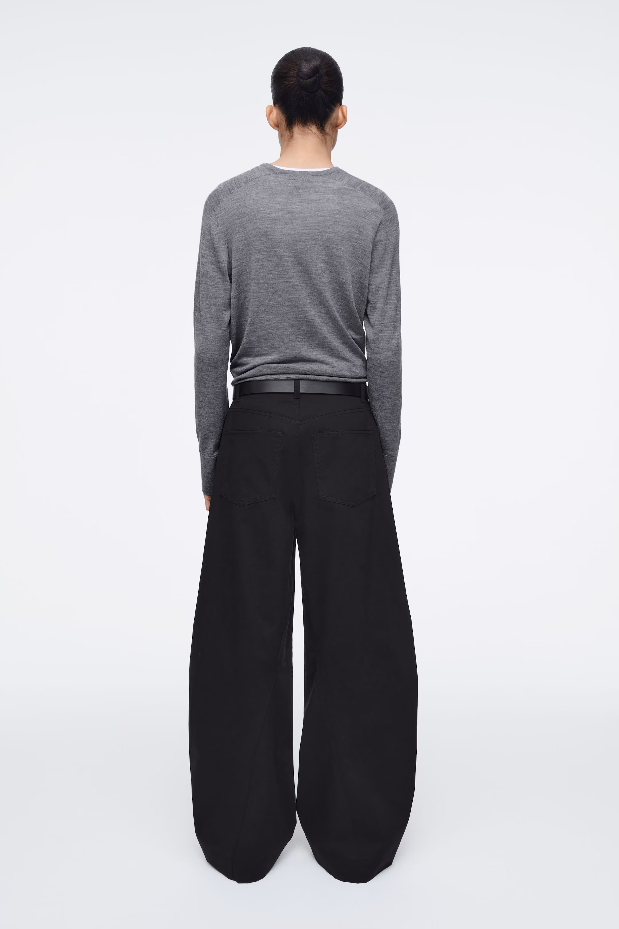 DECONSTRUCTED COTTON BARREL-LEG TROUSERS