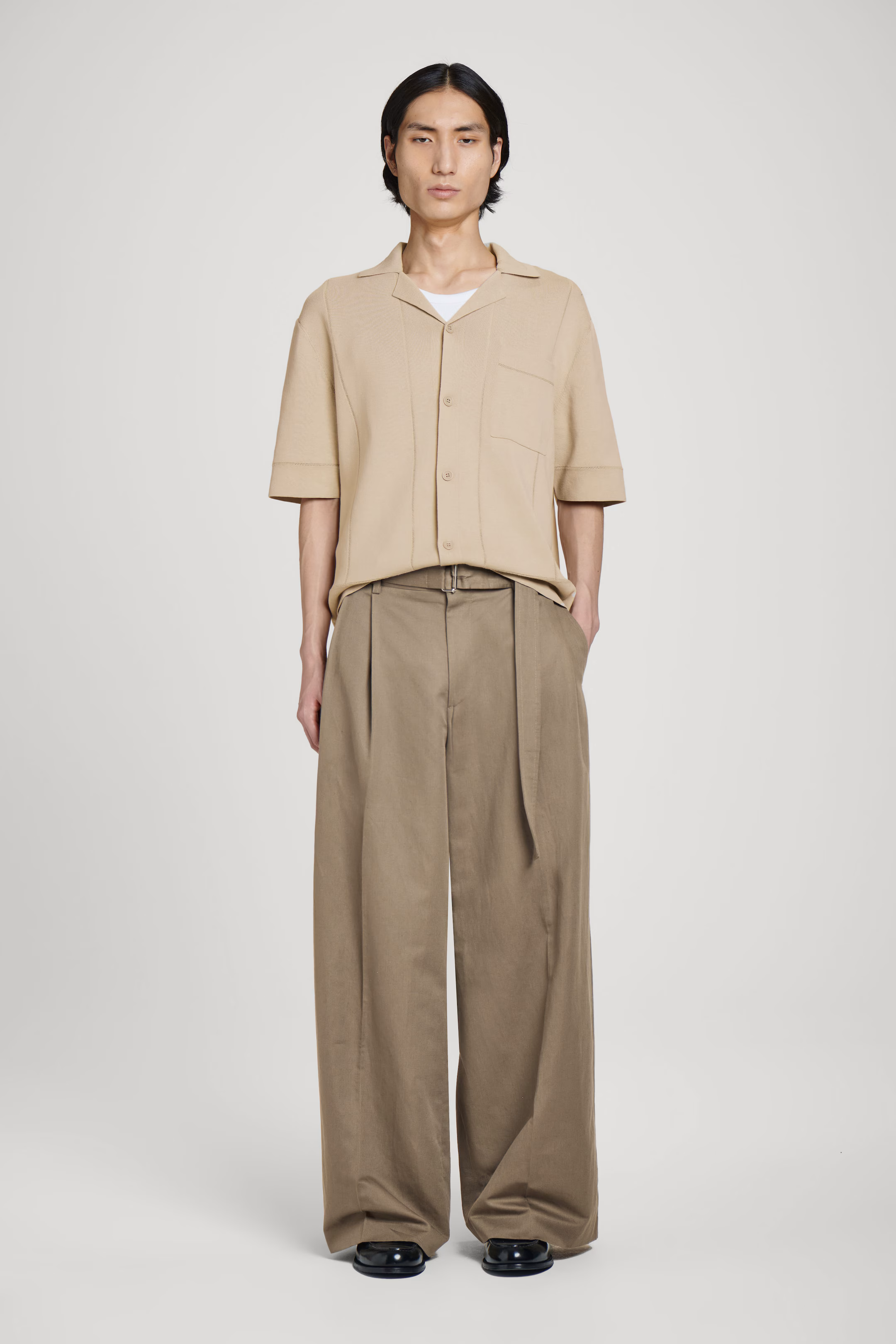 BELTED EXTRA WIDE-LEG TROUSERS