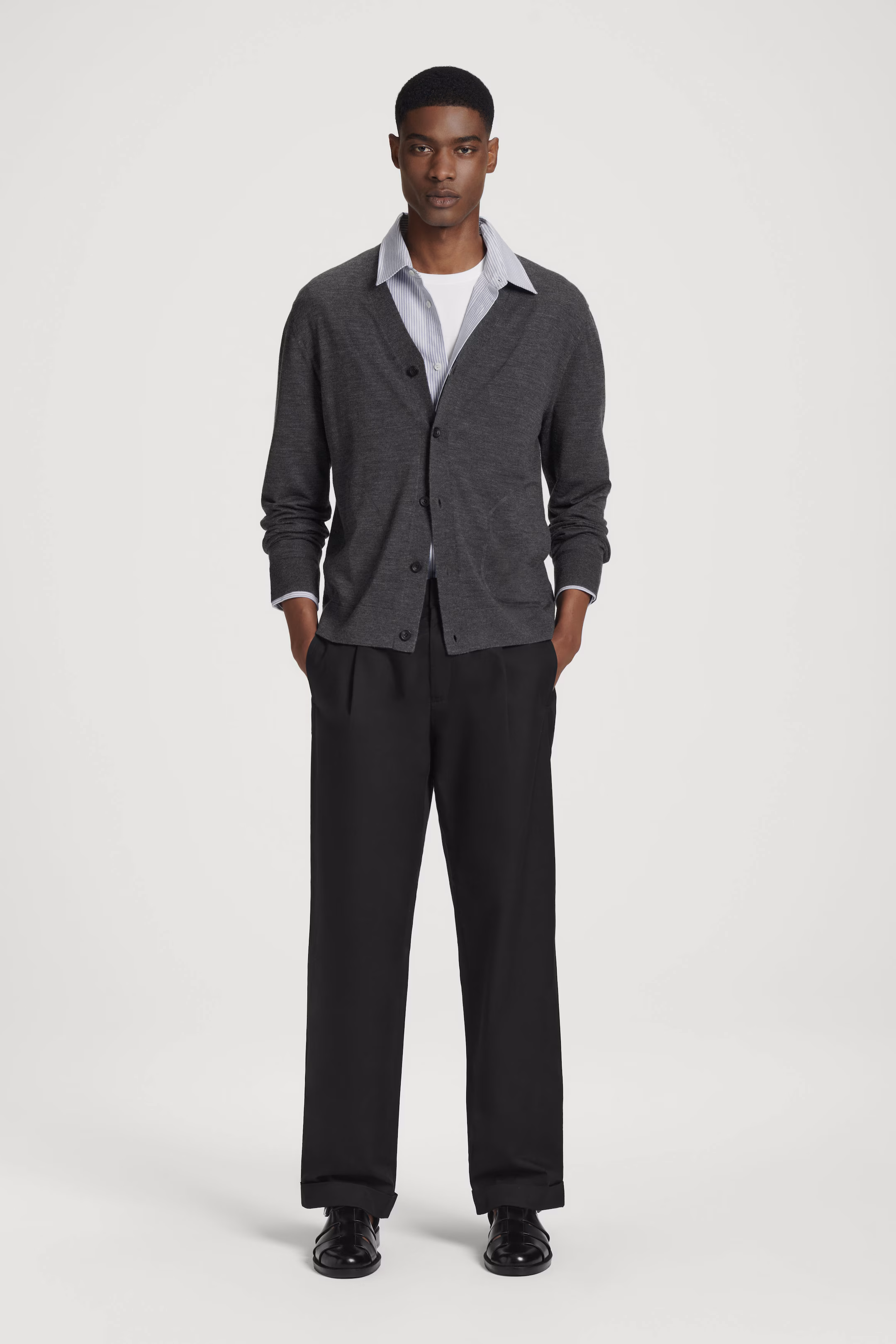 TAPERED COTTON TURN-UP TROUSERS