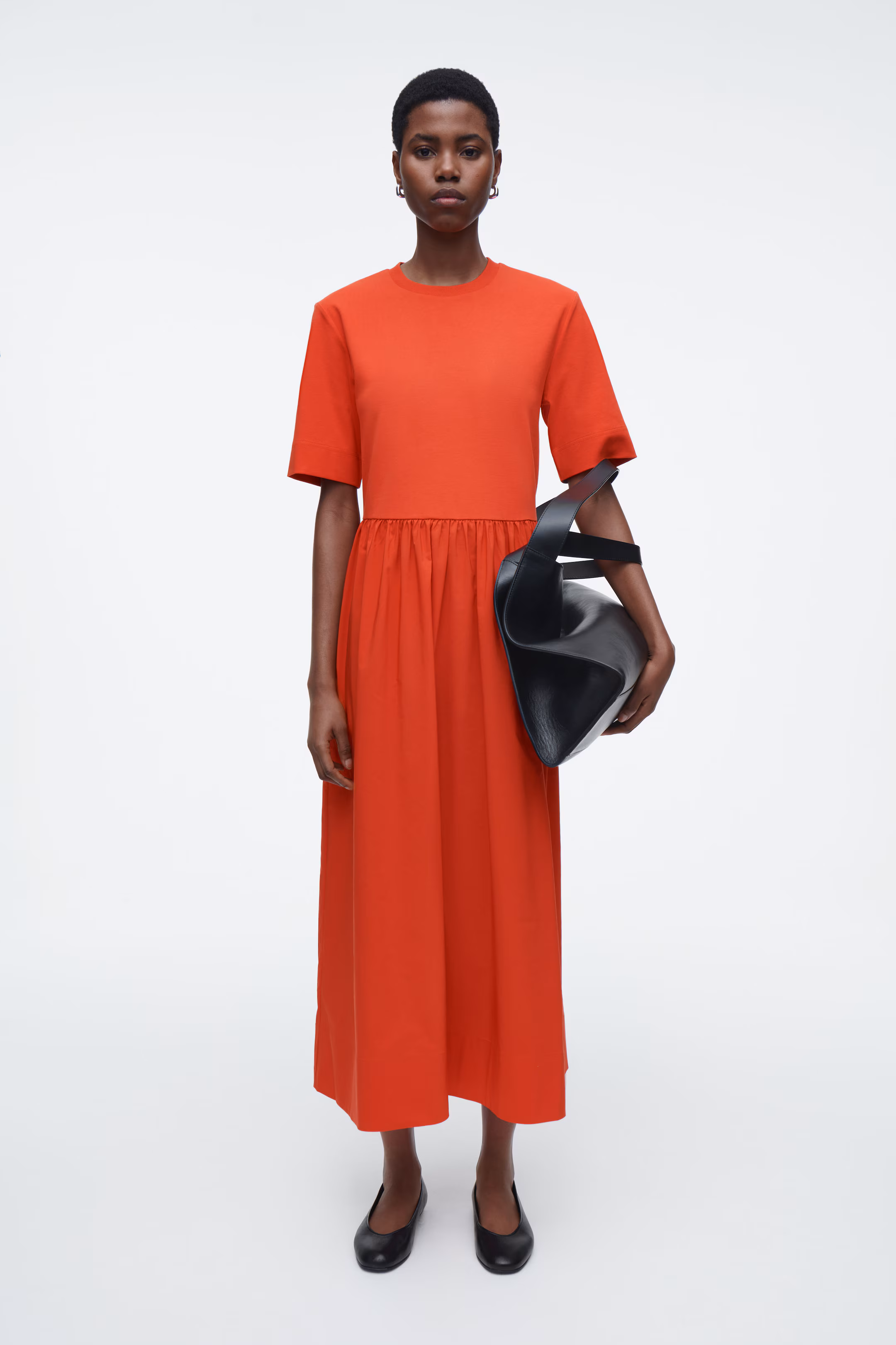 CONTRAST-PANEL MIDI DRESS