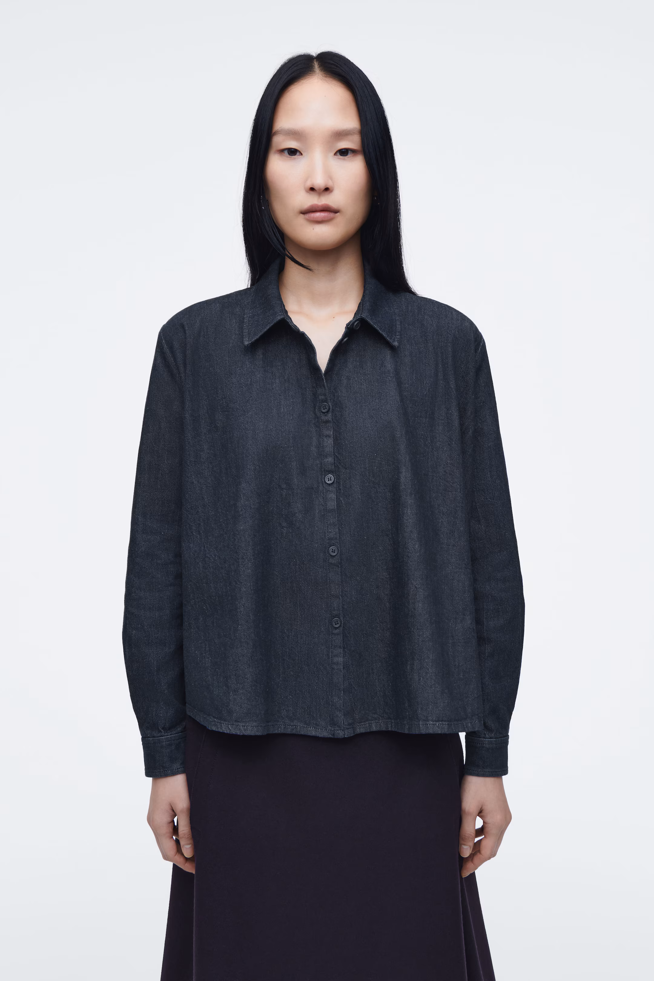 REGULAR FLARED DENIM SHIRT