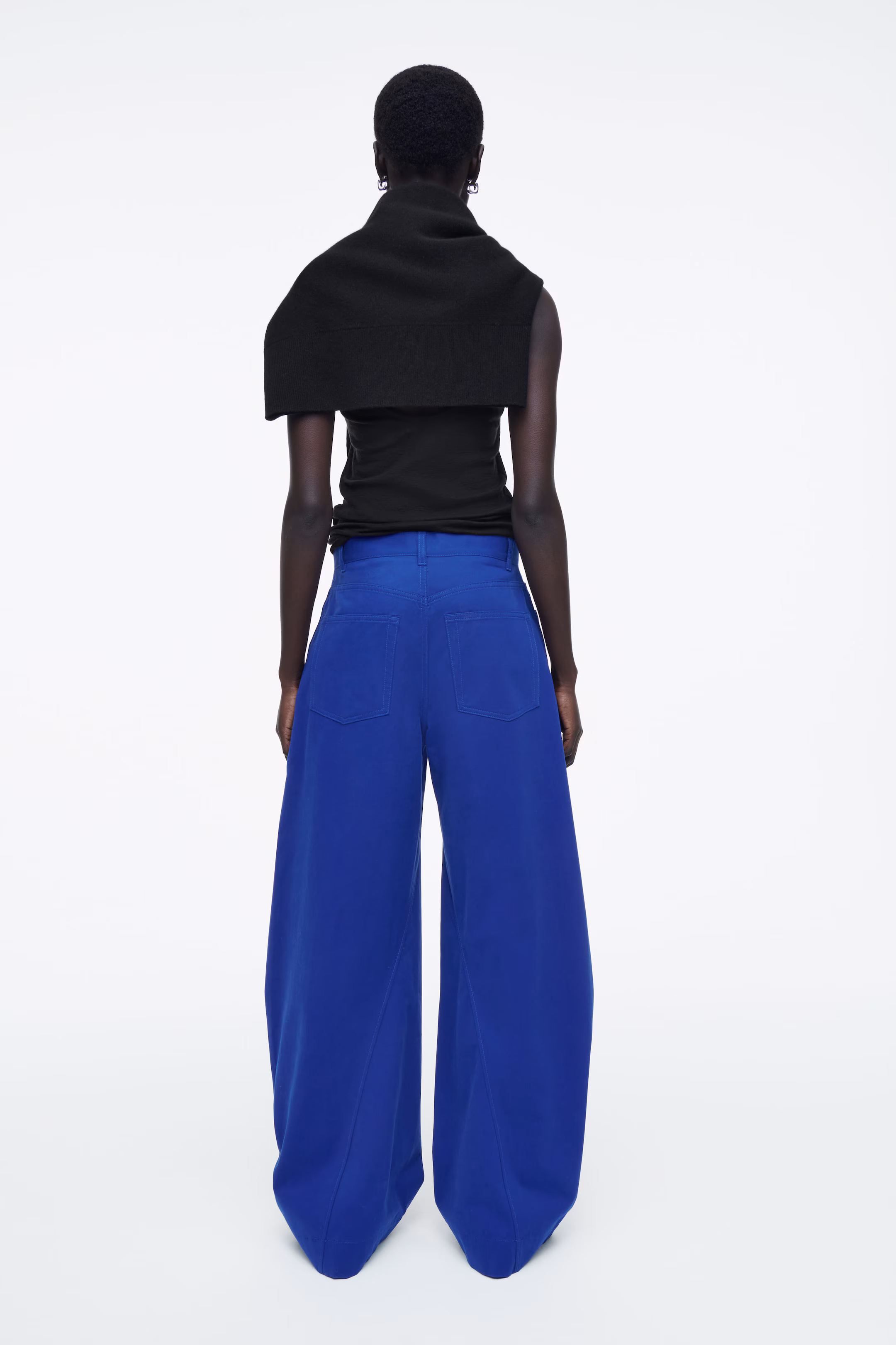 DECONSTRUCTED COTTON BARREL-LEG TROUSERS