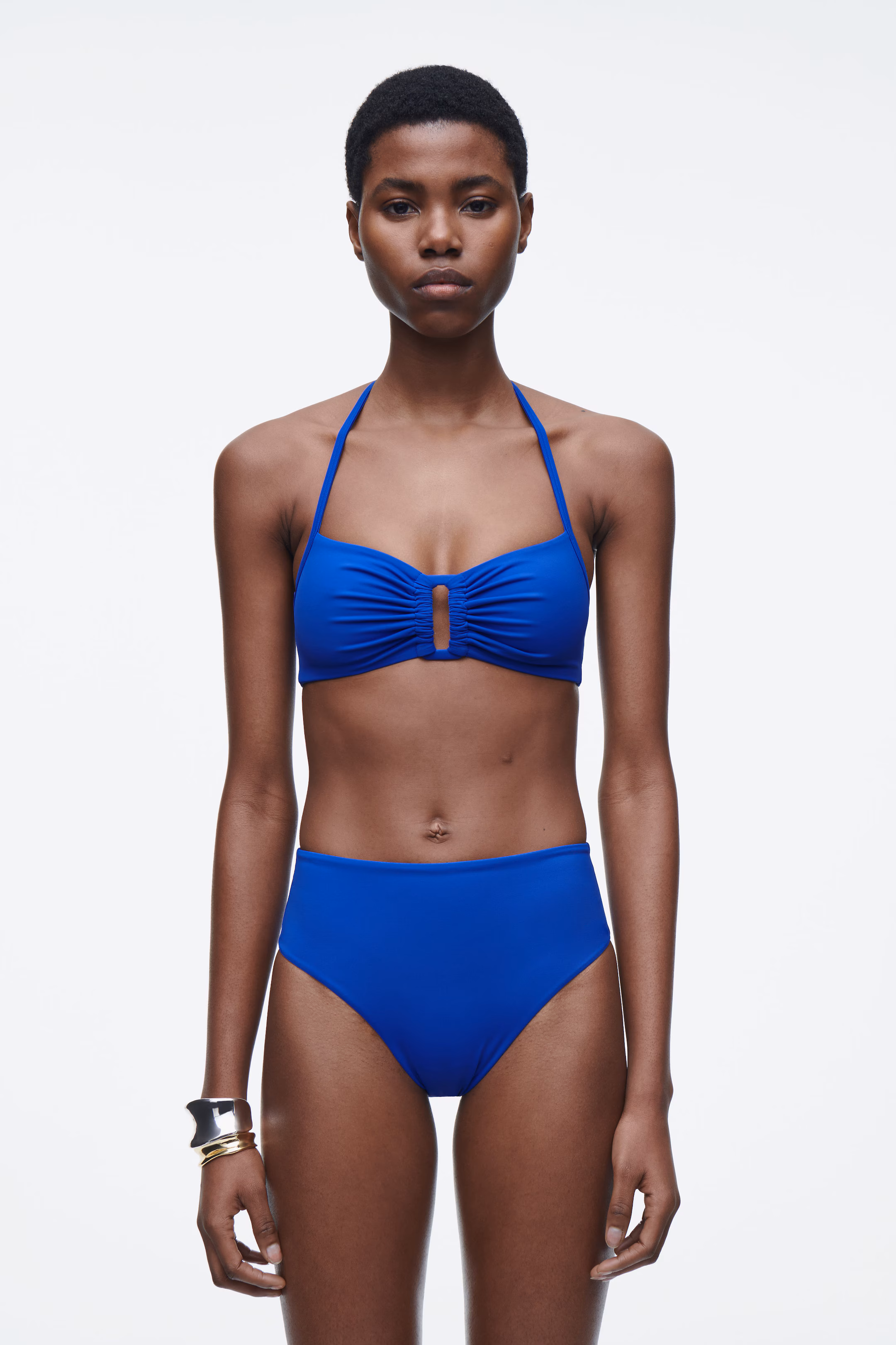 GATHERED CUTOUT BIKINI TOP