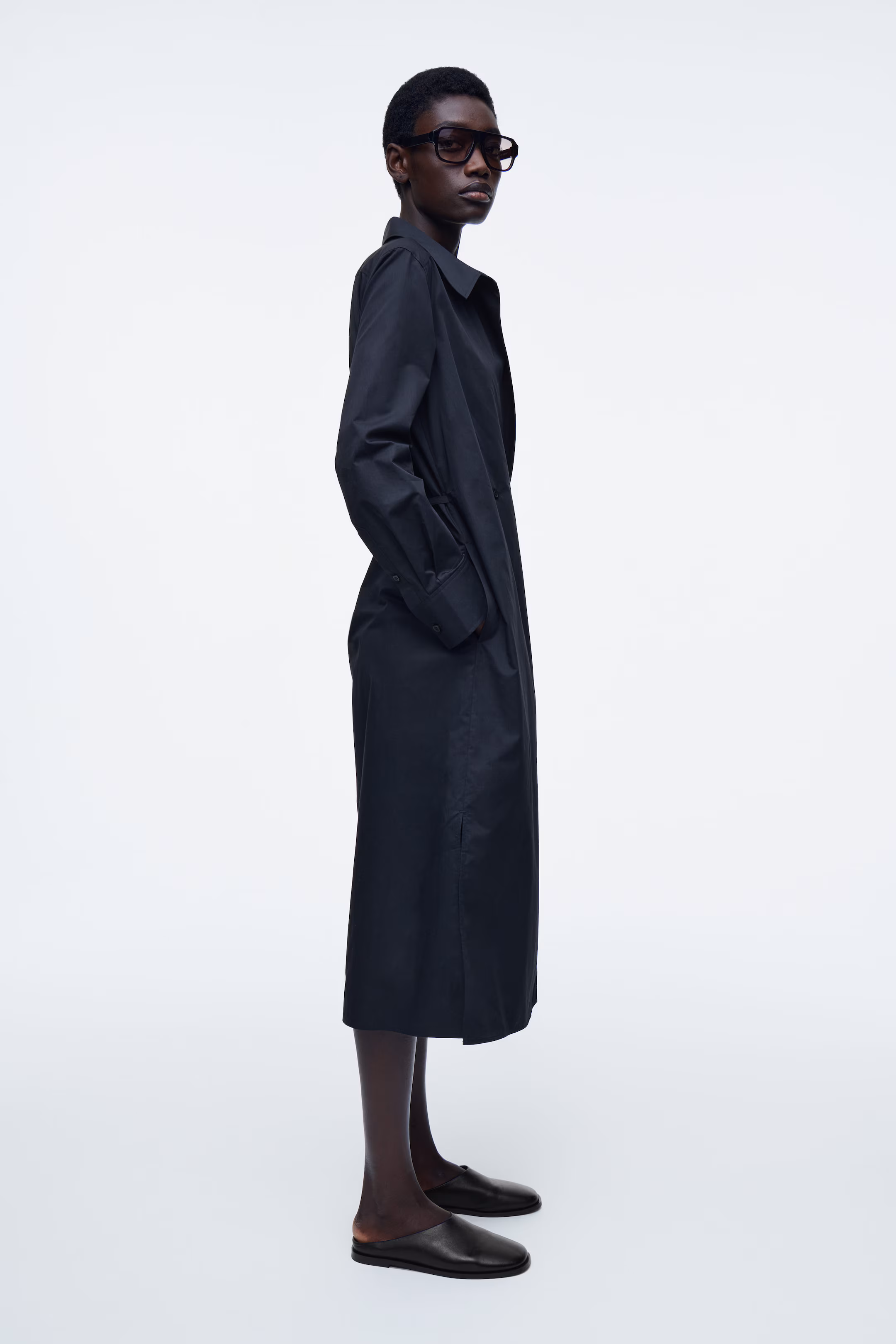 DOUBLE-BREASTED MIDI SHIRT DRESS