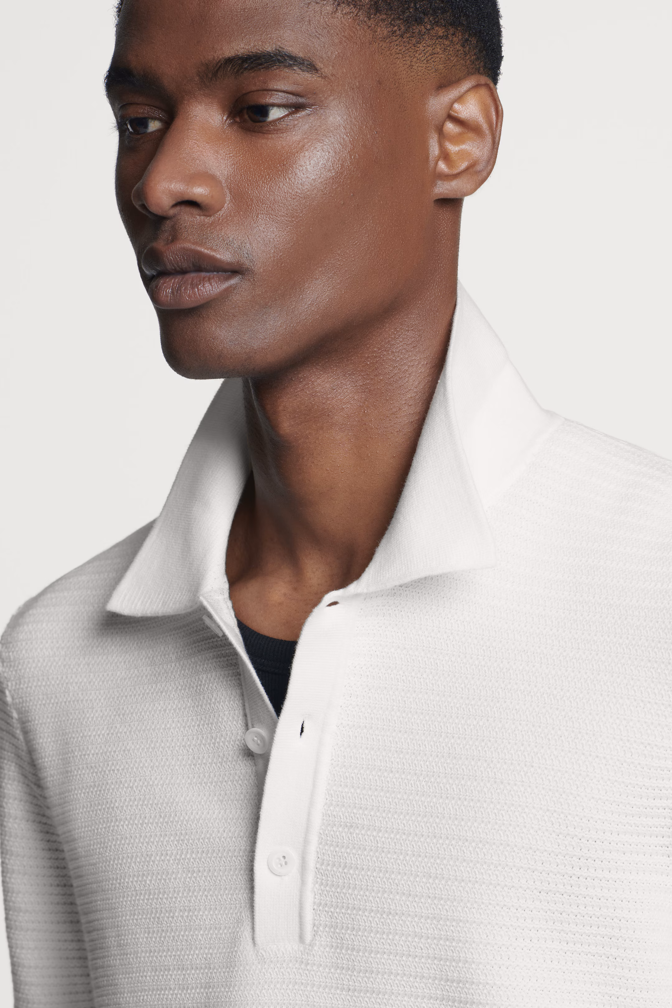 TEXTURED KNITTED COTTON POLO SHIRT