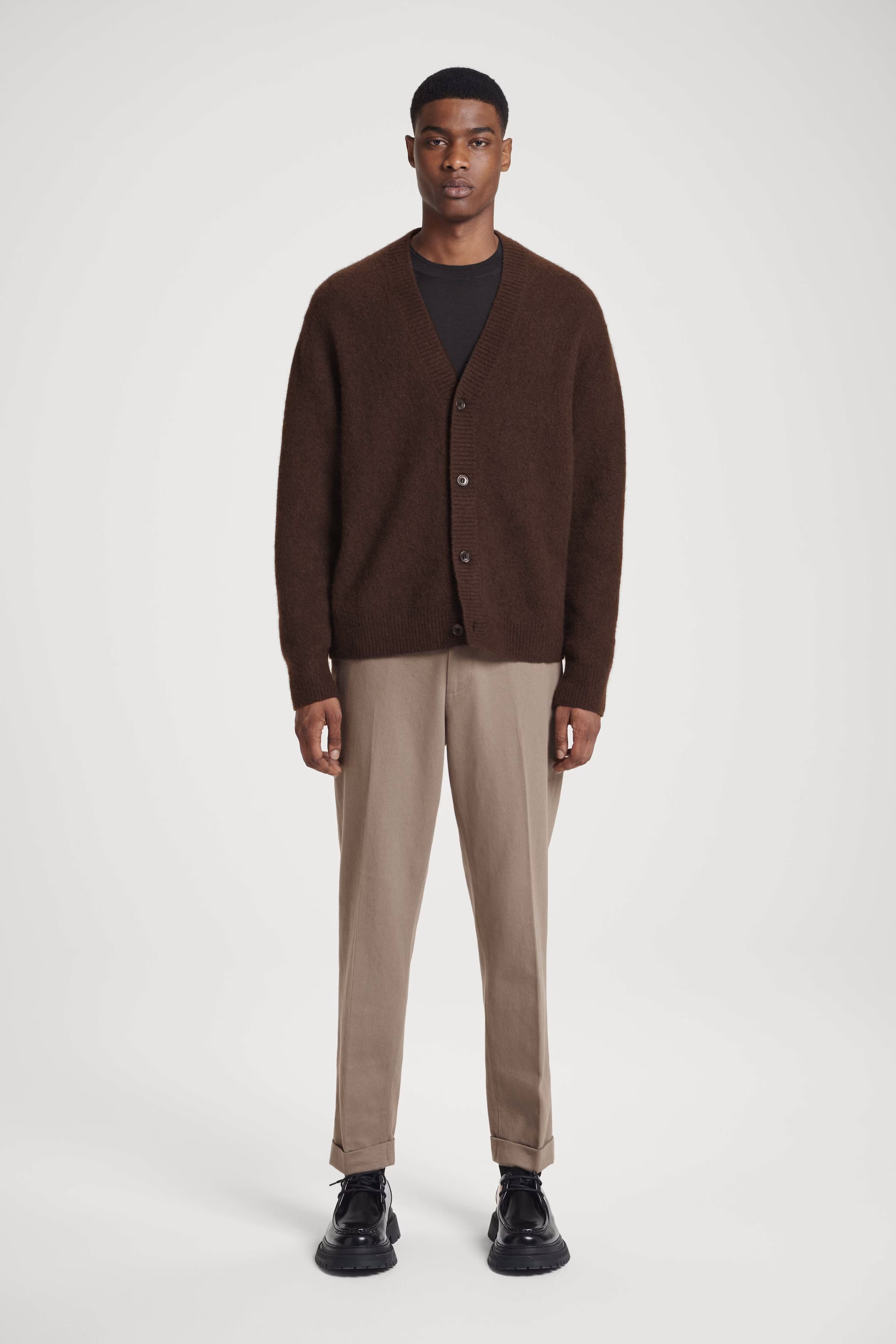 TURN-UP TAPERED TWILL TROUSERS