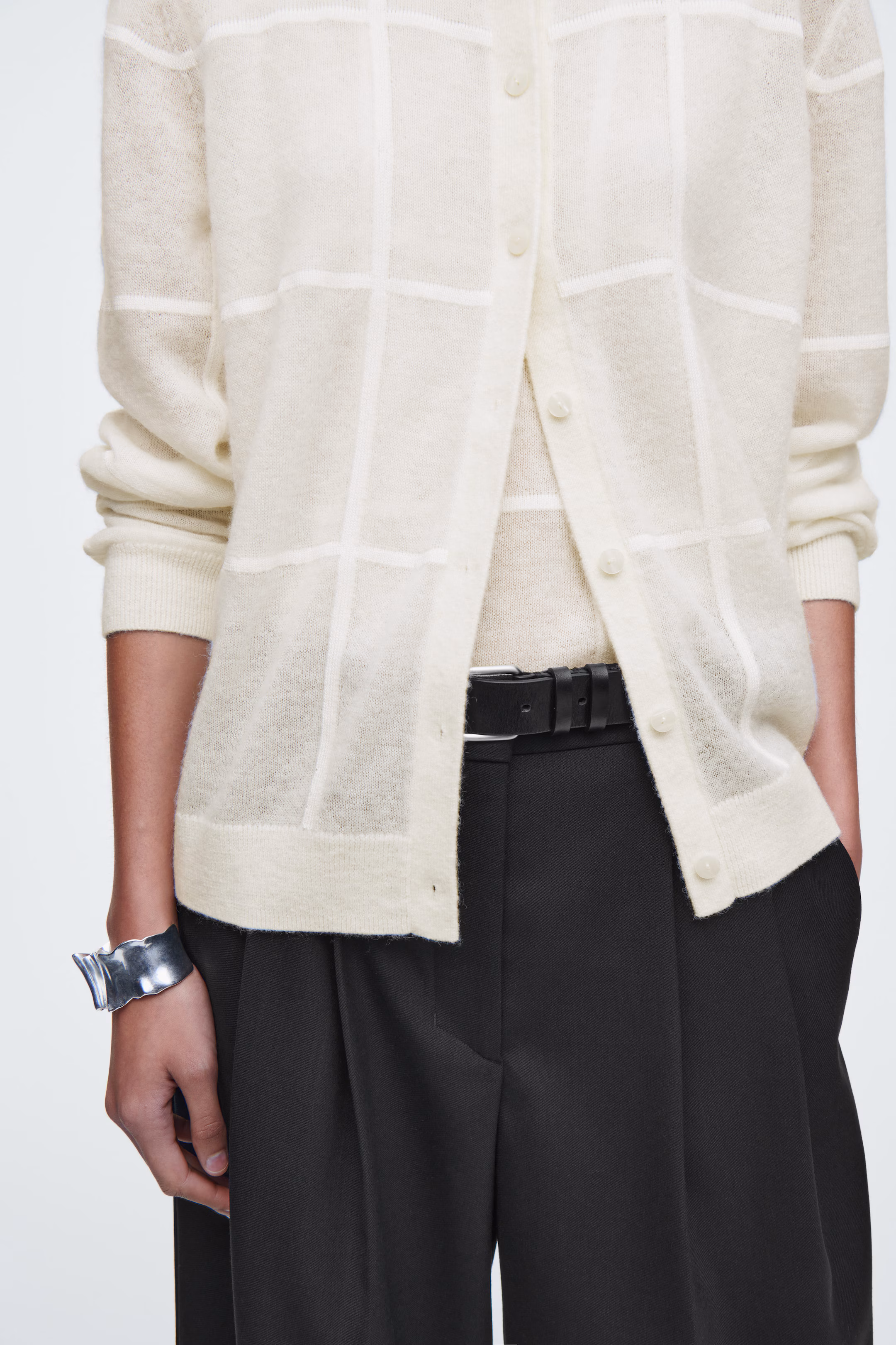 WINDOWPANE-CHECK CARDIGAN