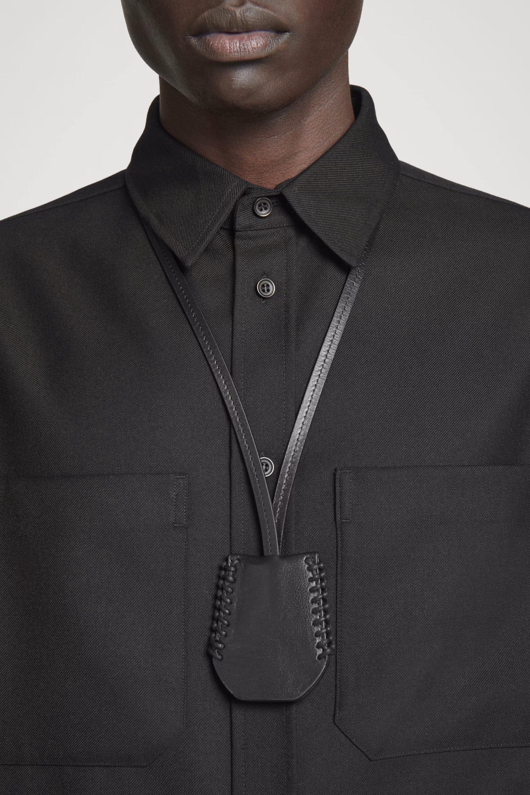 WHIP-STITCHED LEATHER LANYARD