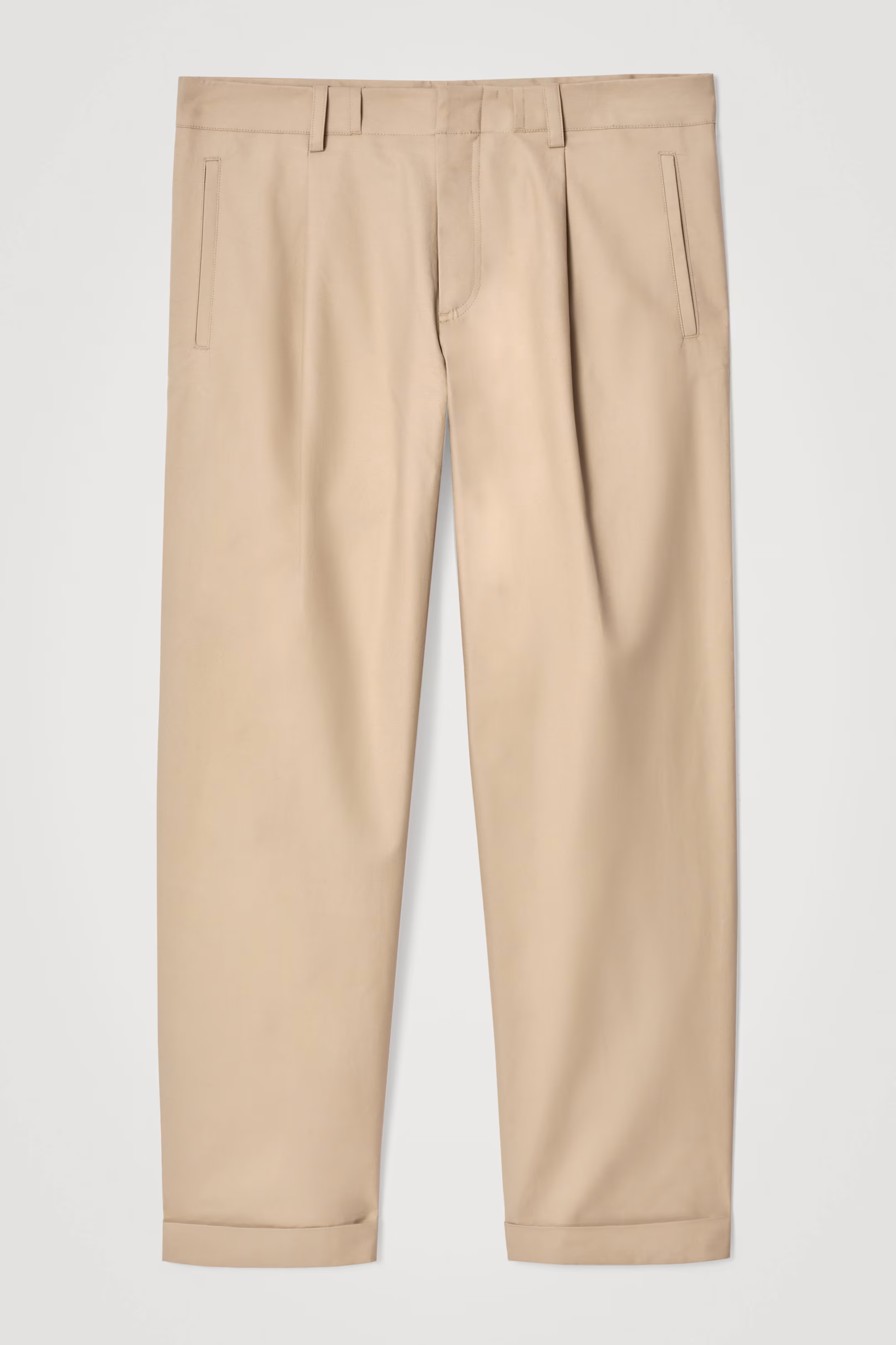 TAPERED COTTON TURN-UP TROUSERS