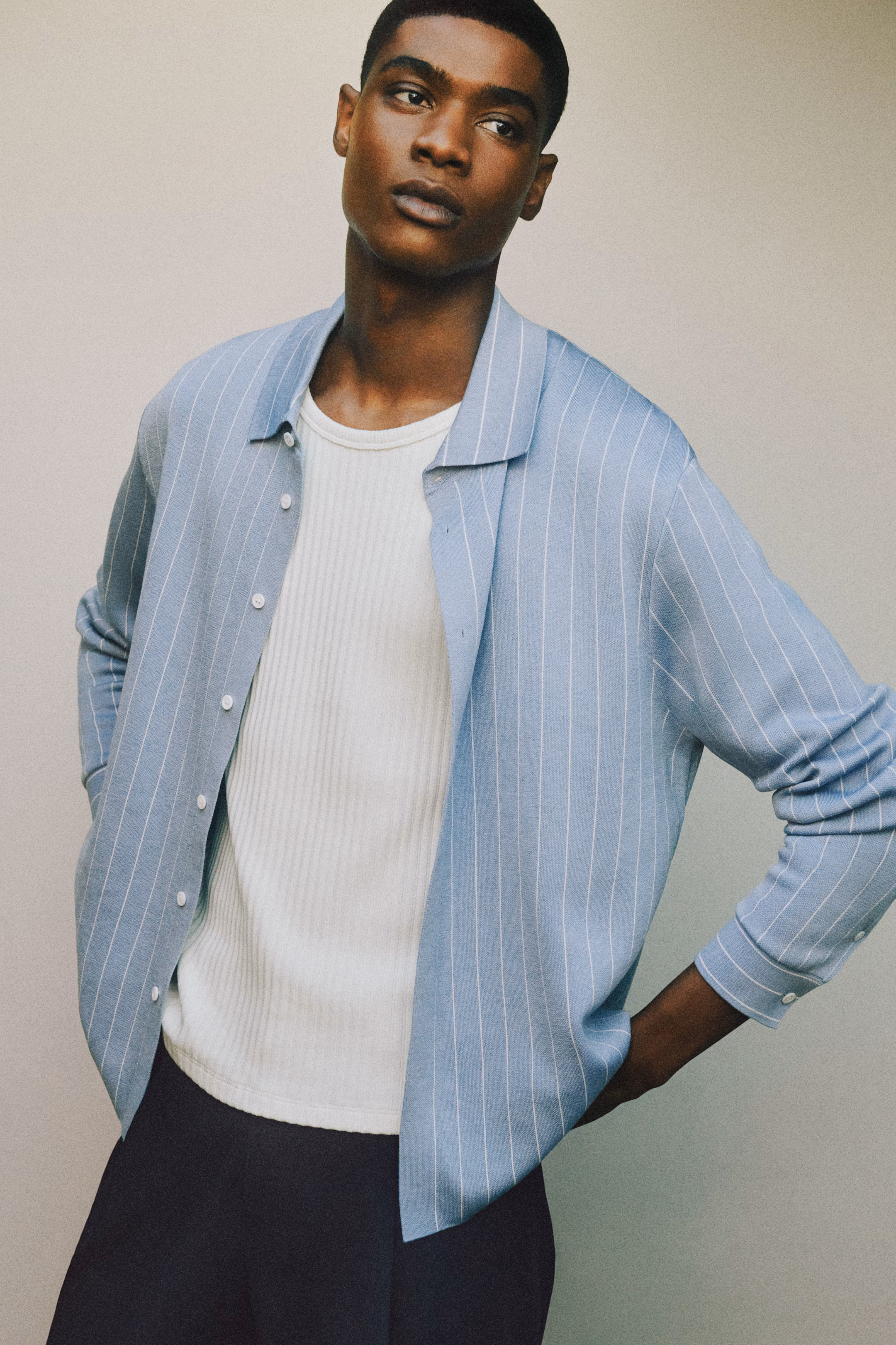 RELAXED STRIPED KNITTED COTTON SHIRT