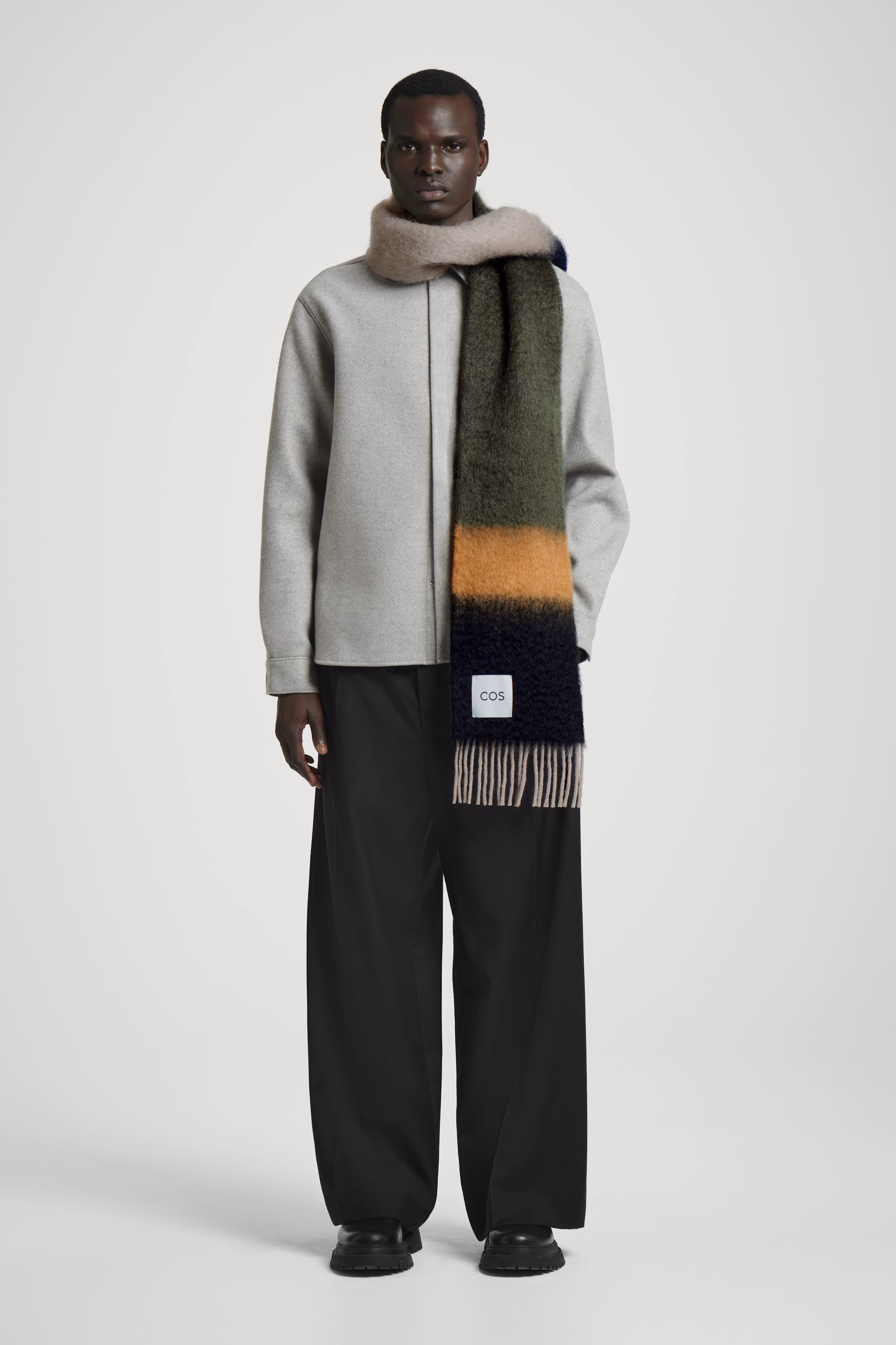 COLOUR-BLOCK MOHAIR SCARF